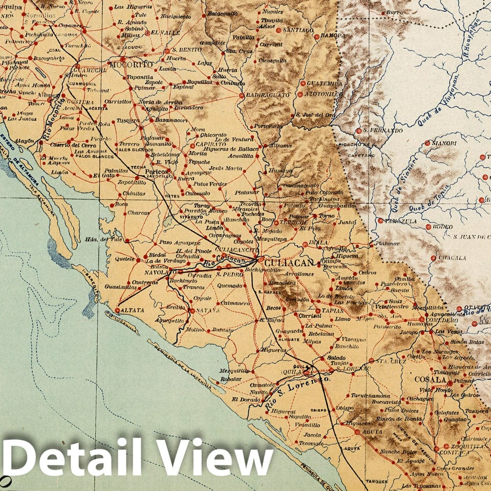 Historic Map : Mexico, Sinaloa (Mexico : State 1922 No. 25: Sianloa, Atlas , Vintage Wall Art