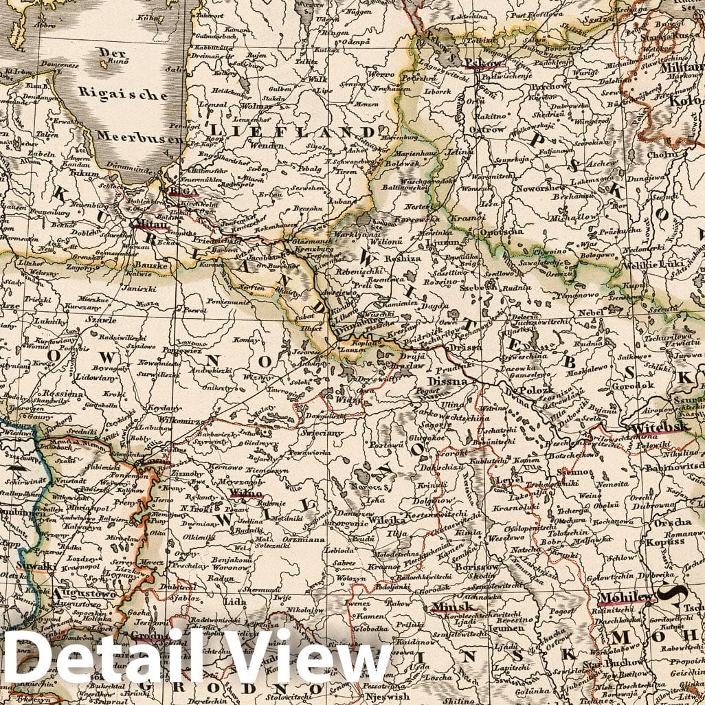 Historic Map : Russia, Baltic Countries 1851 Ostsee-Laender und Inneres Russland bis Moskau. (Baltic Countries and Russia). , Vintage Wall Art