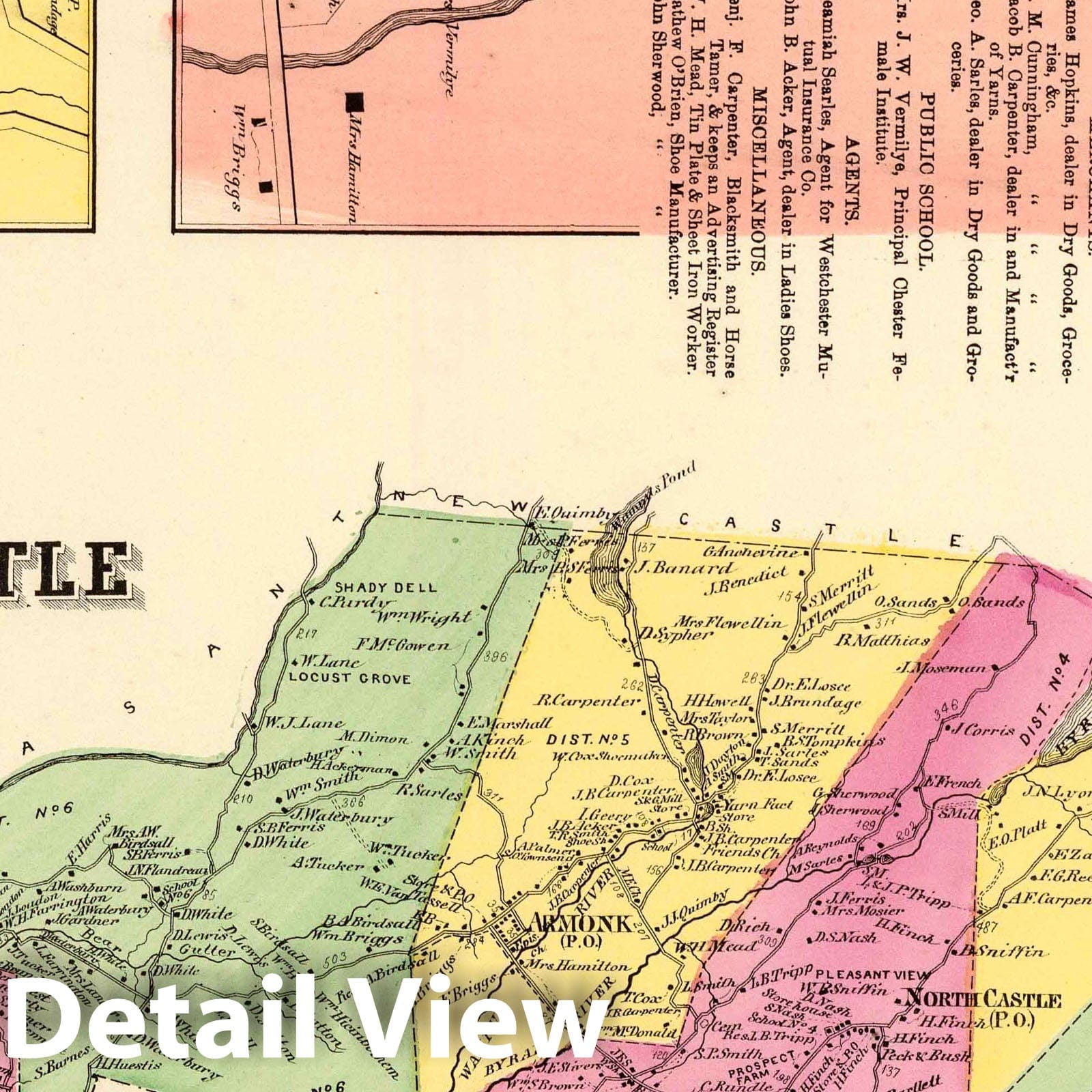 Historic Map : 1868 N. Castle, Town. - Vintage Wall Art