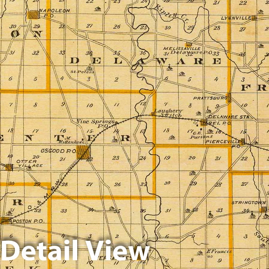 Historic Wall Map : 1876 Map of Ripley County. - Vintage Wall Art
