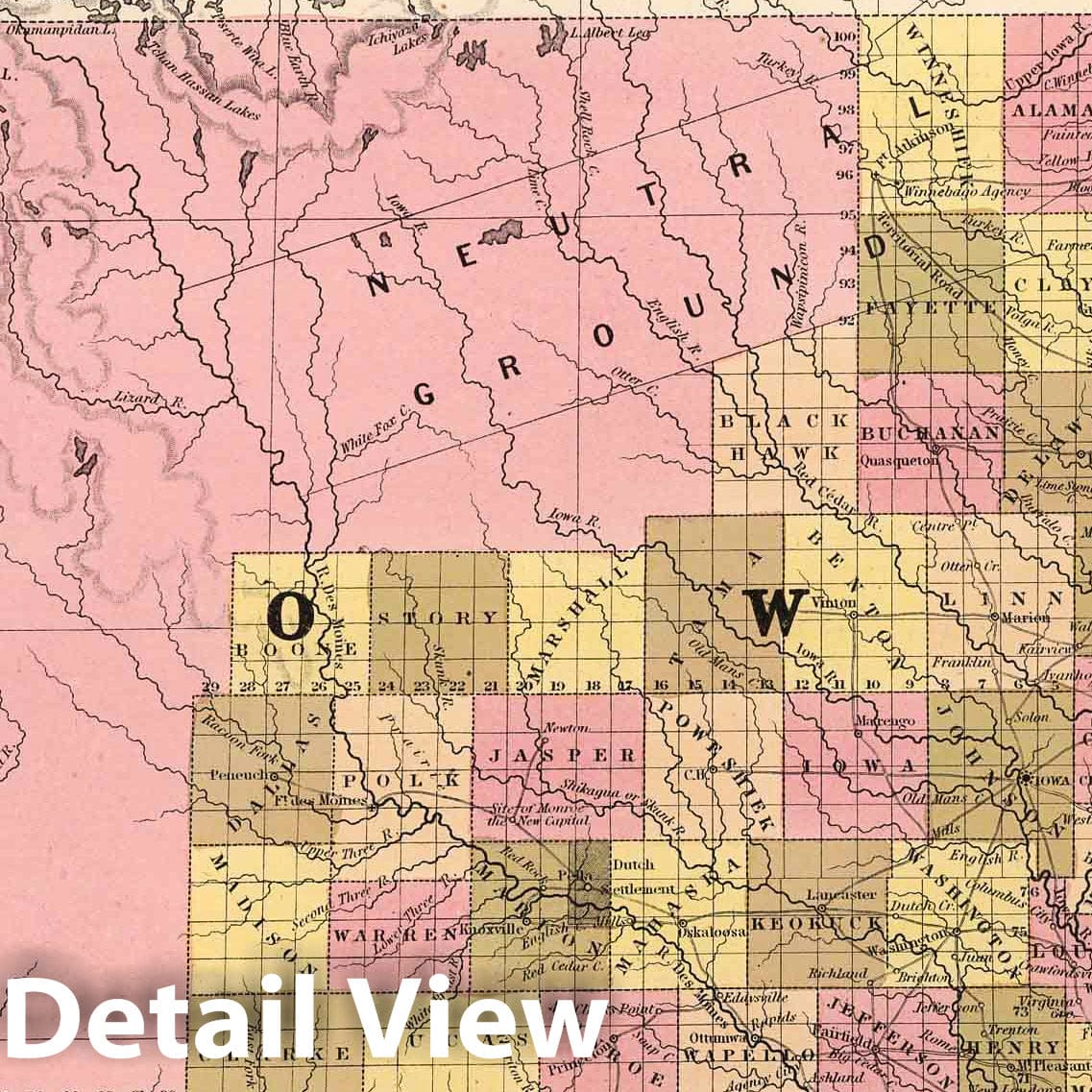 Historic Map : 1850 Iowa. - Vintage Wall Art