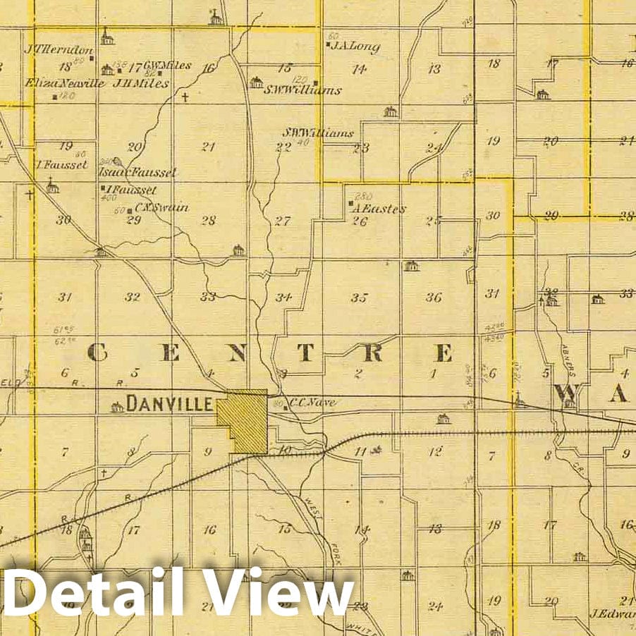 Historic Map : 1876 Map of Hendricks County. - Vintage Wall Art
