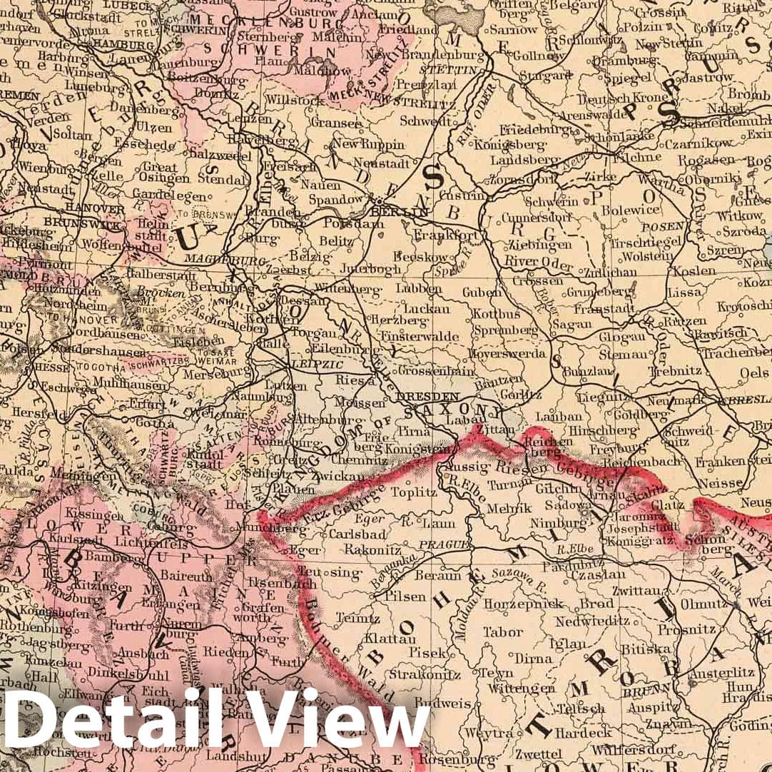 Historic Map : 1868 Prussia, and the German States - Vintage Wall Art