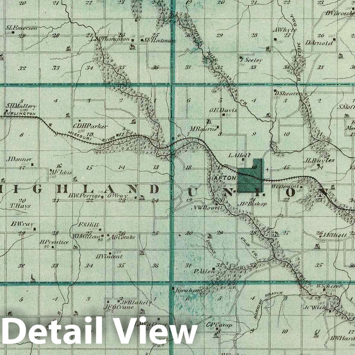 Historic Map : 1875 Map of Union County, State of Iowa. - Vintage Wall Art