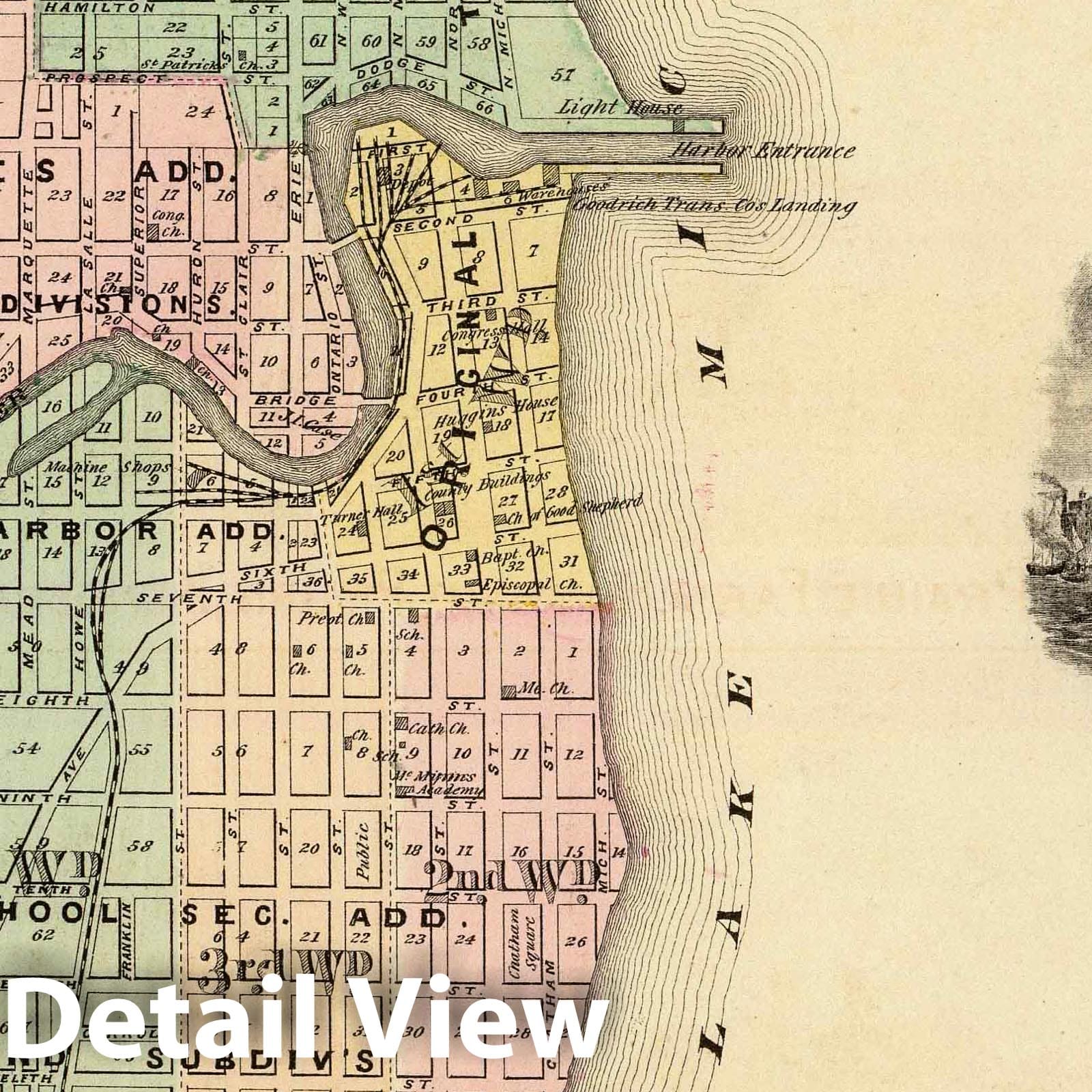 Historic Map : 1878 Plan of Racine, county seat of Racine Co. - Vintage Wall Art