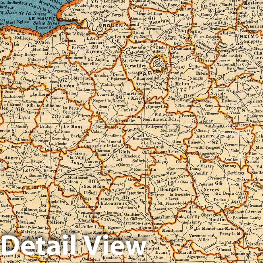 Historic Map : 1939 Rand McNally Popular map of France - Vintage Wall Art