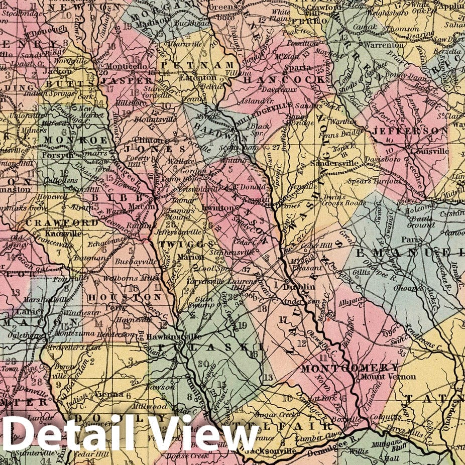 Historic Map : 1860 Georgia. - Vintage Wall Art