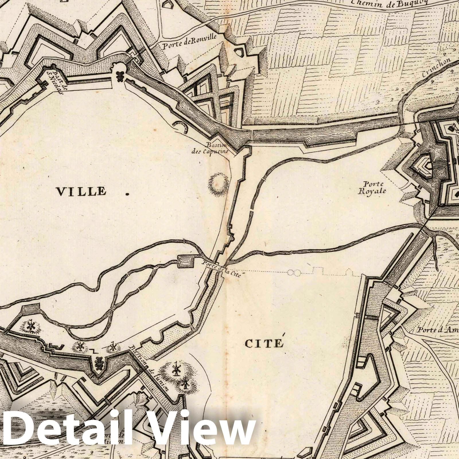 Historic Map : Arras , France, 1710 72. Plan de la Ville et Citadelle d'Arras, France. 1710. , Vintage Wall Art