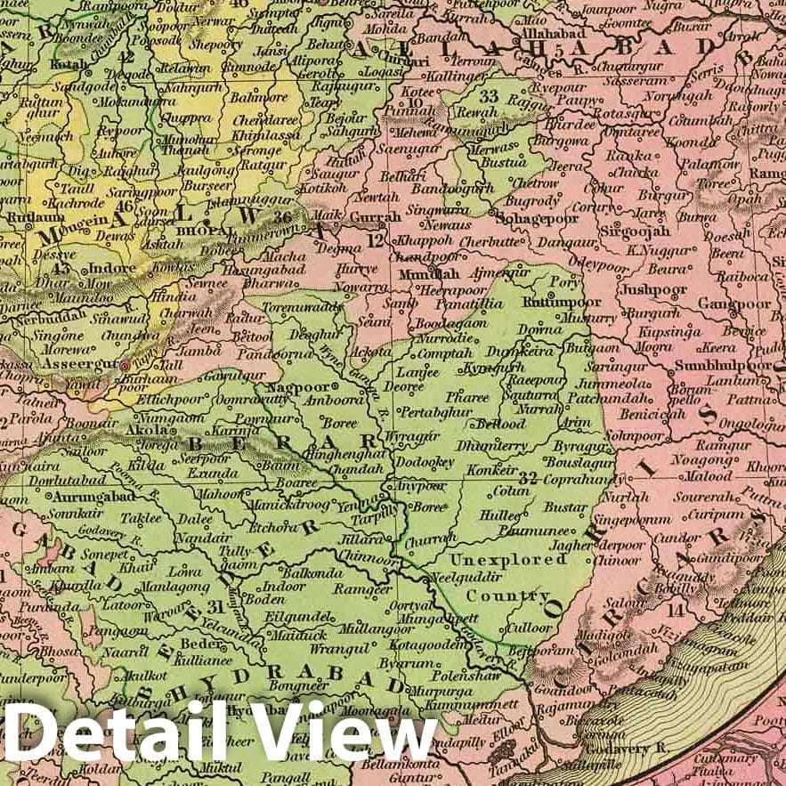 Historic Map : 1836 India. - Vintage Wall Art