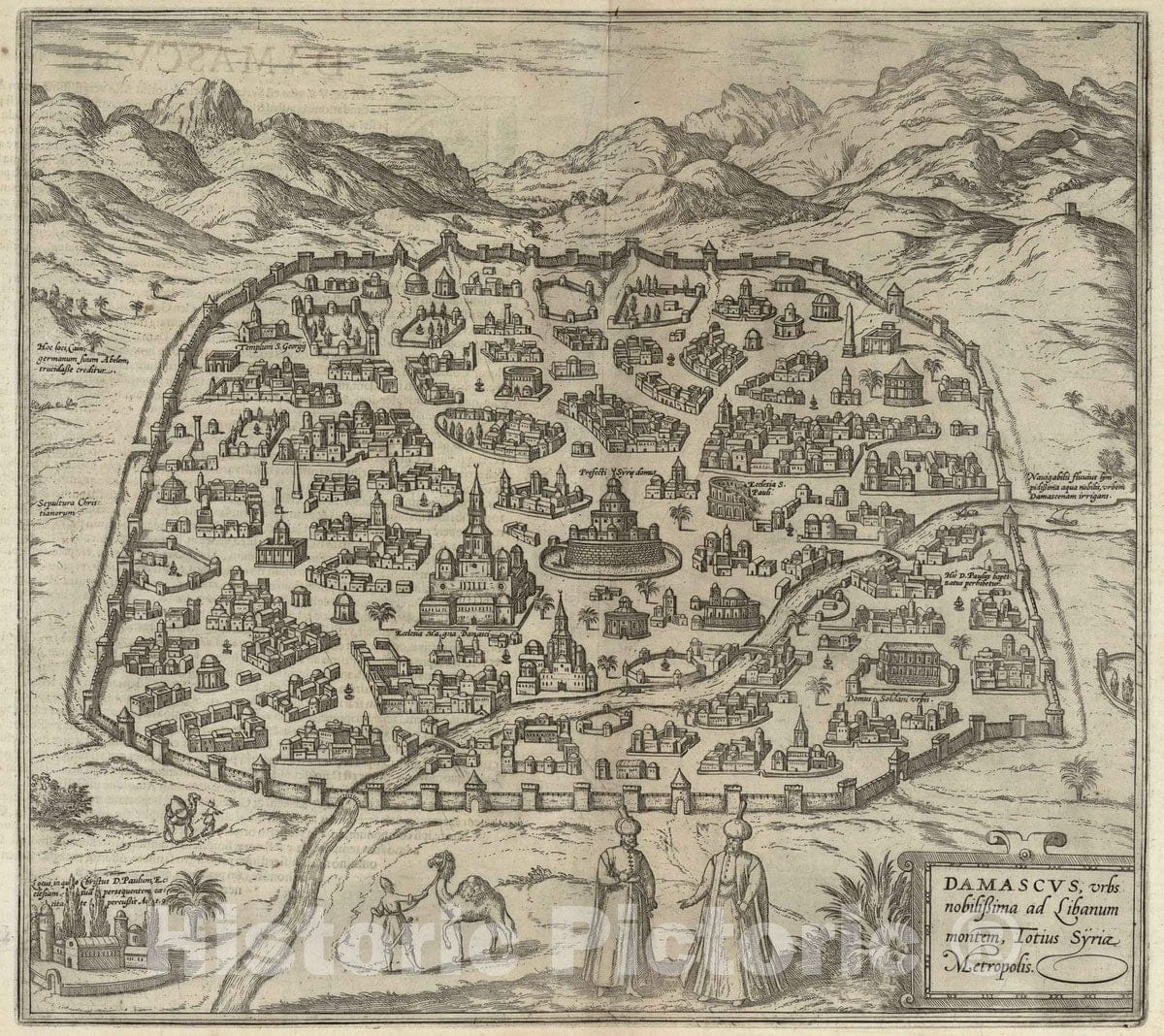 Historic Map : Damascus (Syria), 1575 Vol II (55) Damascus. , Vintage Wall Art