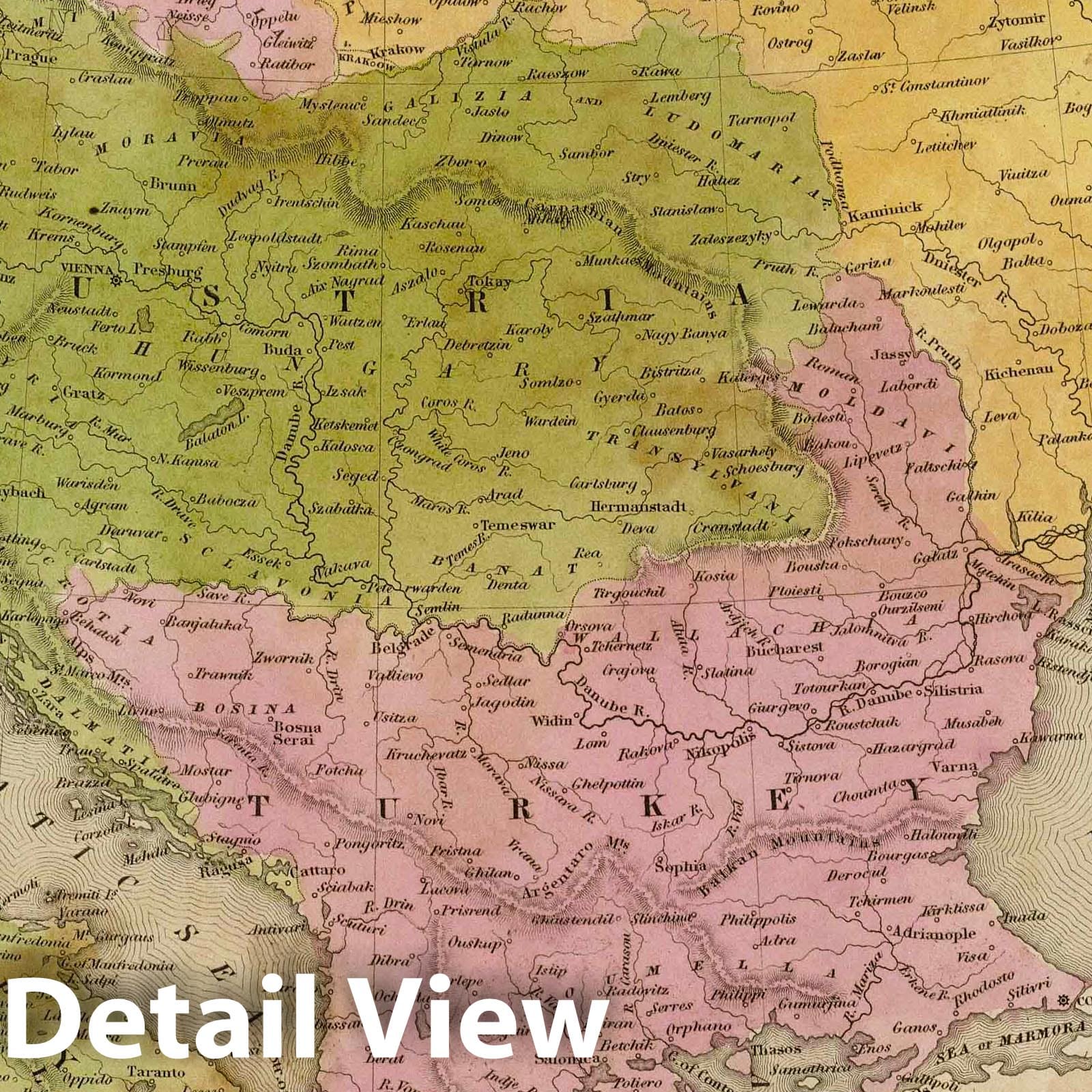 Historic Map : 1841 Southern and Middle Europe : Vintage Wall Art