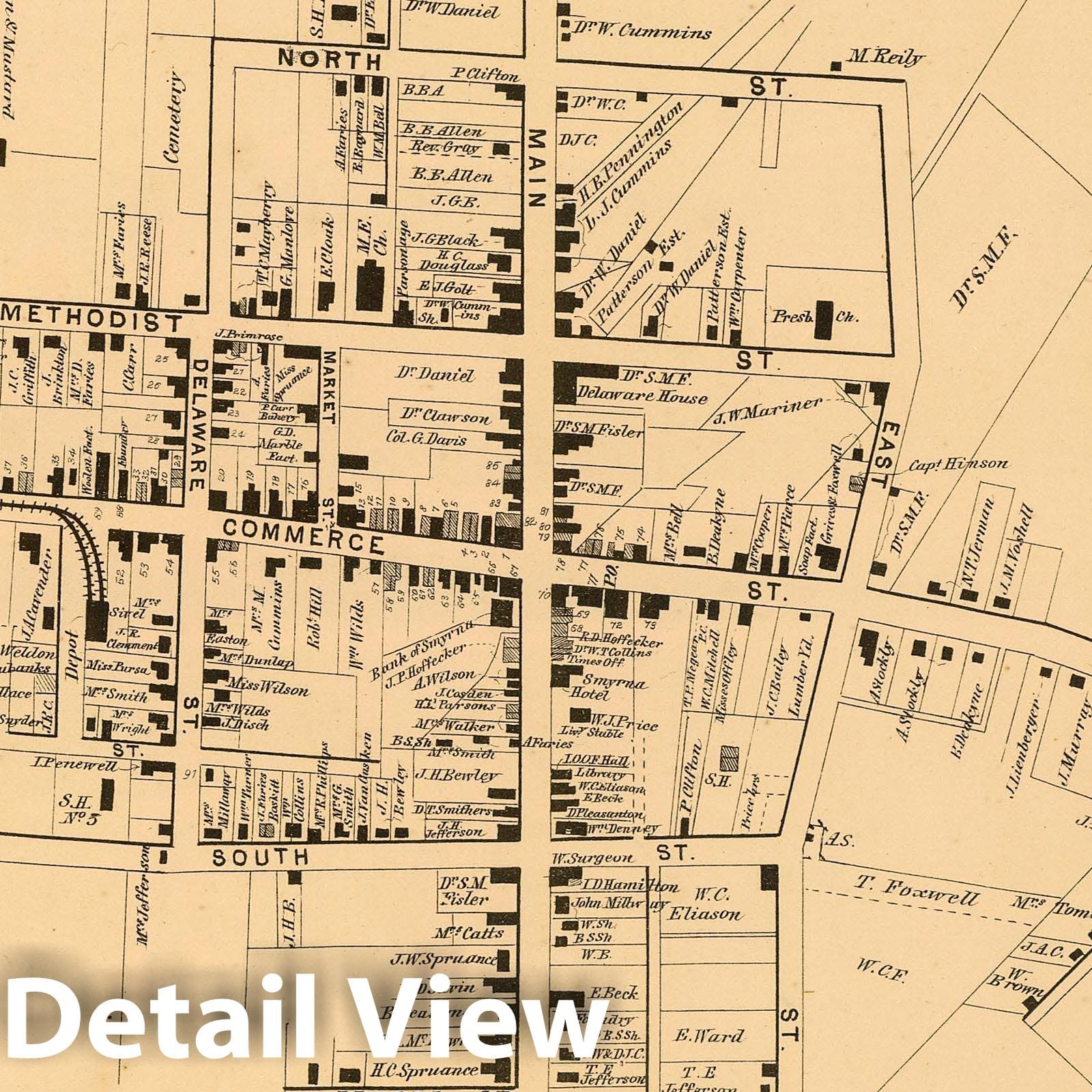 Historic Map : 1868 Smyrna. - Vintage Wall Art