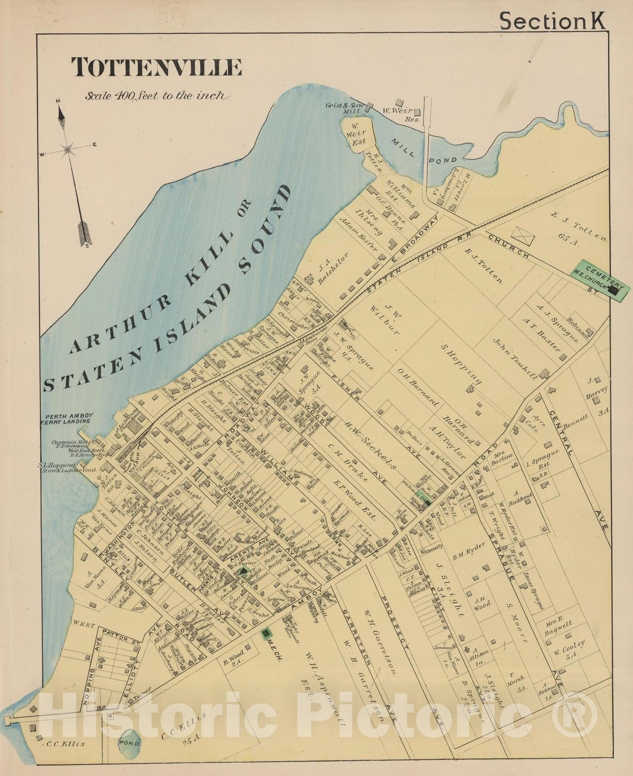 Historic Map - 1887 Section K. Tottenville. (Staten Island, New York). - Vintage Wall Art