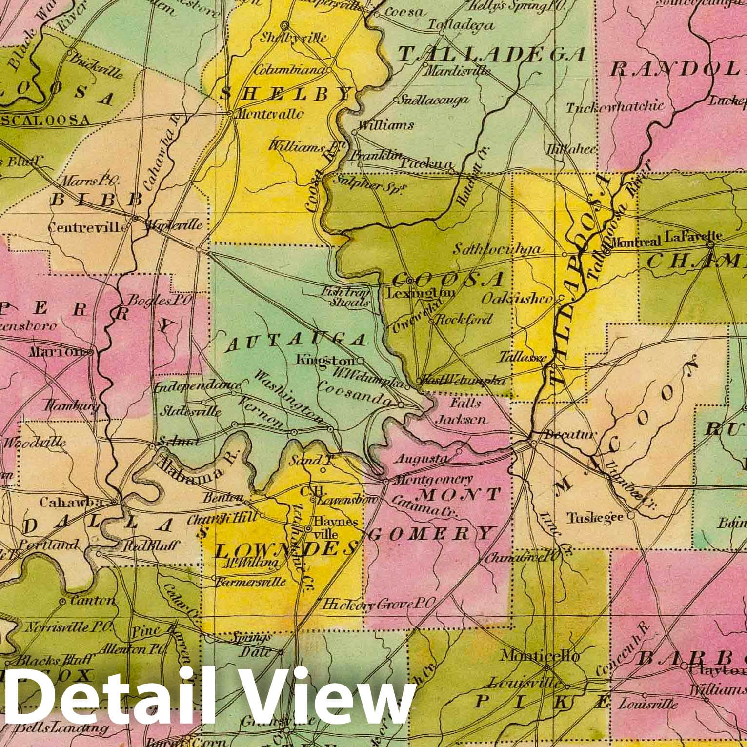 Historic Map : 1840 Map of the State of Alabama. - Vintage Wall Art