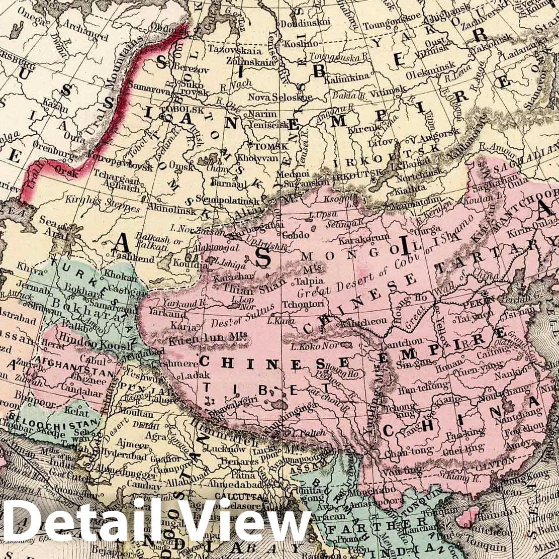 Historic Map : 1877 Map Of Asia Showing its Gt. Political Divisions - Vintage Wall Art