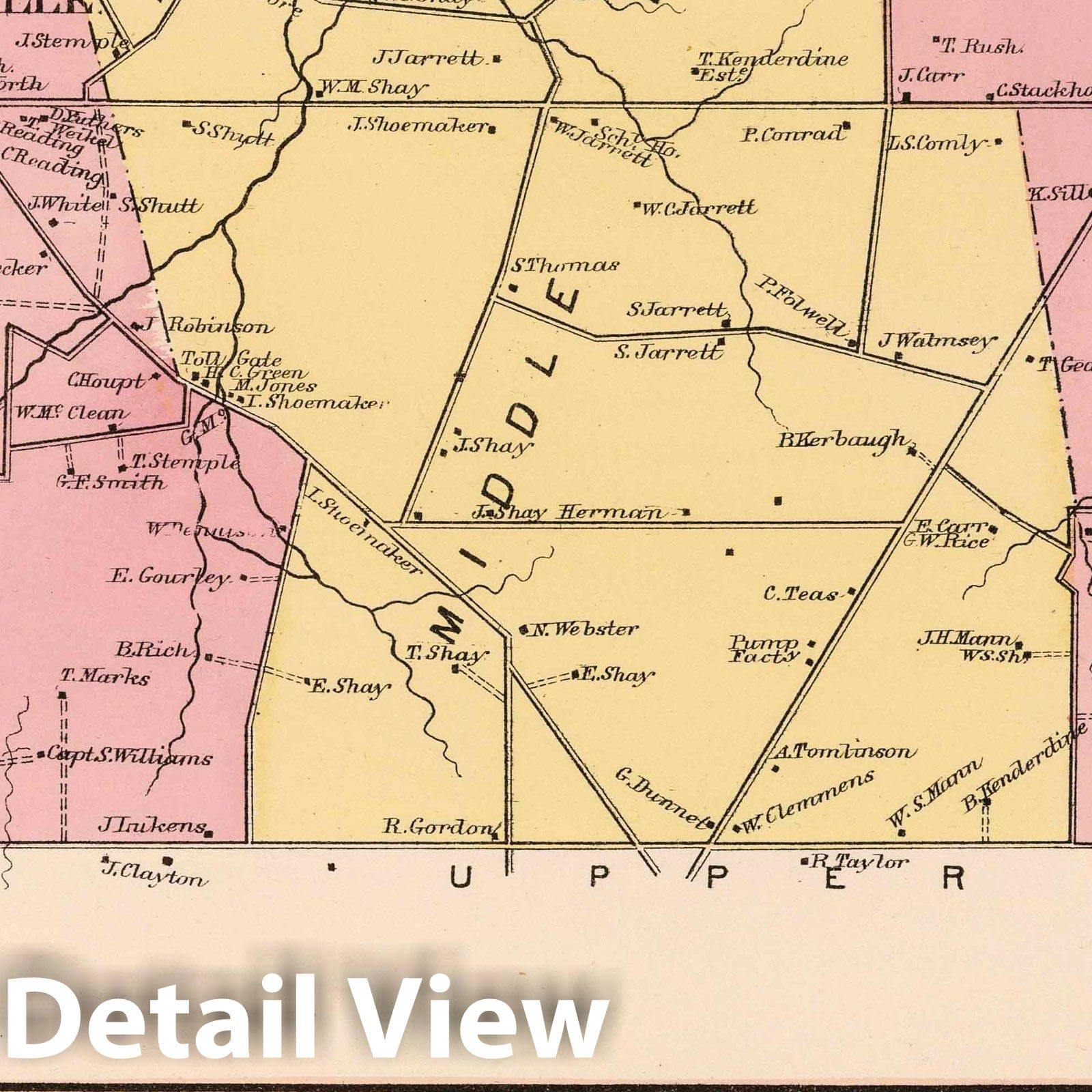 Historic Map : 1871 Horsham, Montomery County, Pennsylvania. Marble Hall, Barren Hill. - Vintage Wall Art