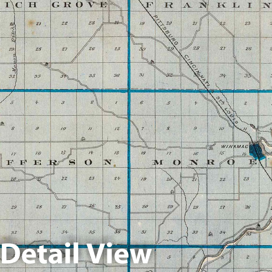 Historic Map : 1876 Map of Pulaski County. - Vintage Wall Art