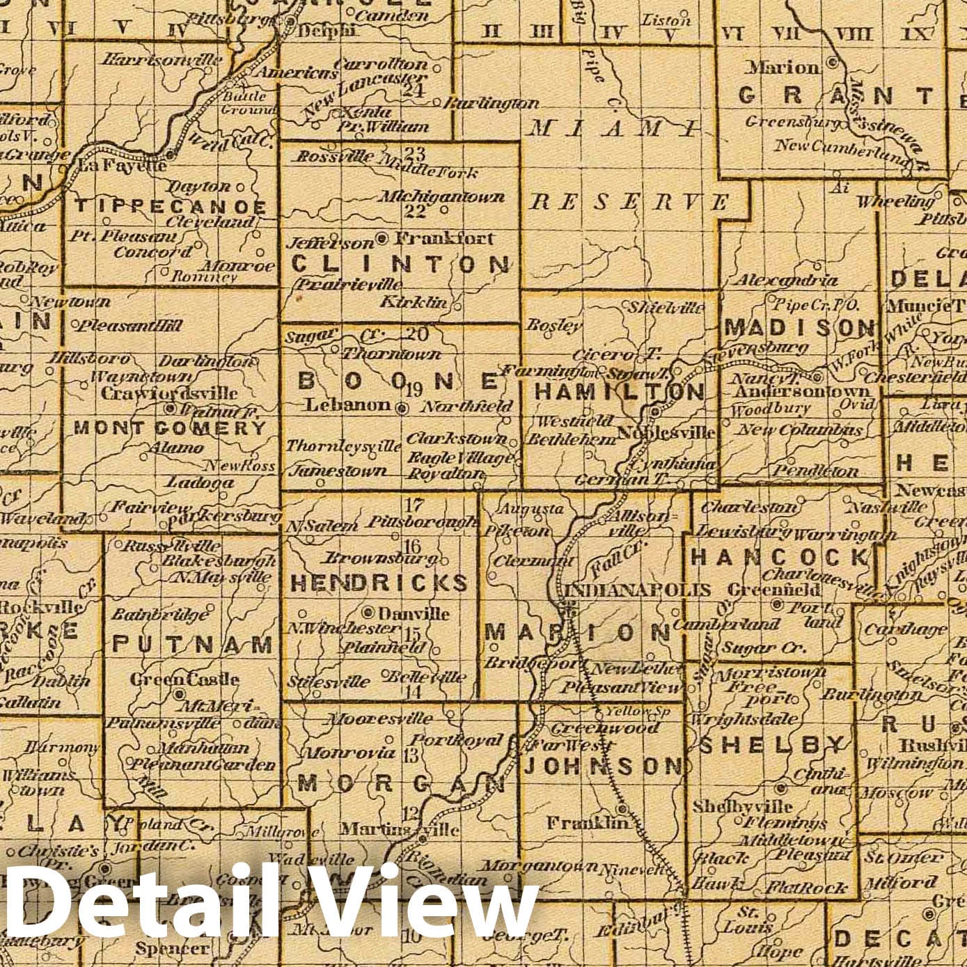 Historic Map : National Atlas - 1845 Indiana. - Vintage Wall Art