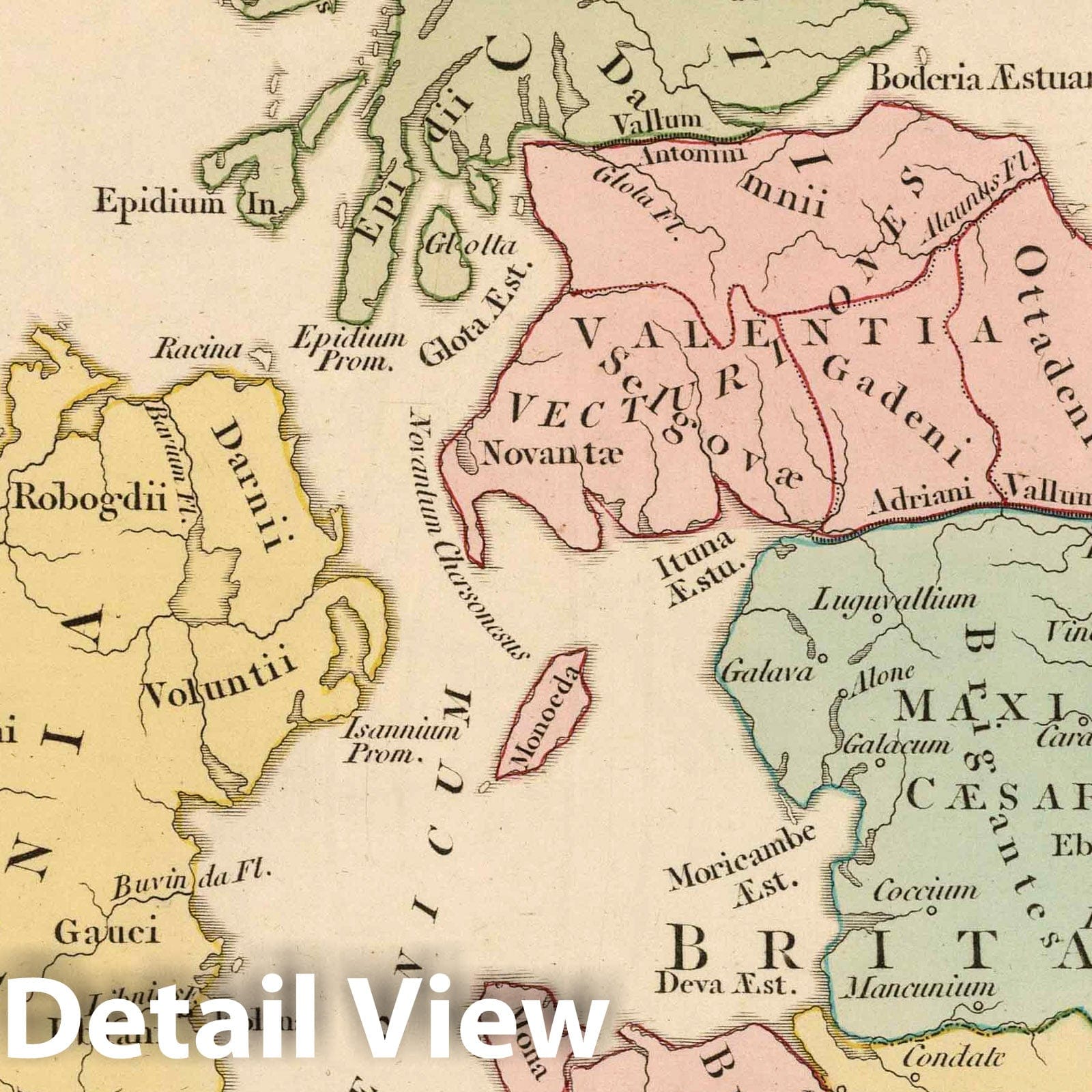 Historic Wall Map : Great Britain, British Isles 1800 Britannicae Insulae en Aevi Romani Monumentis. , Vintage Wall Art