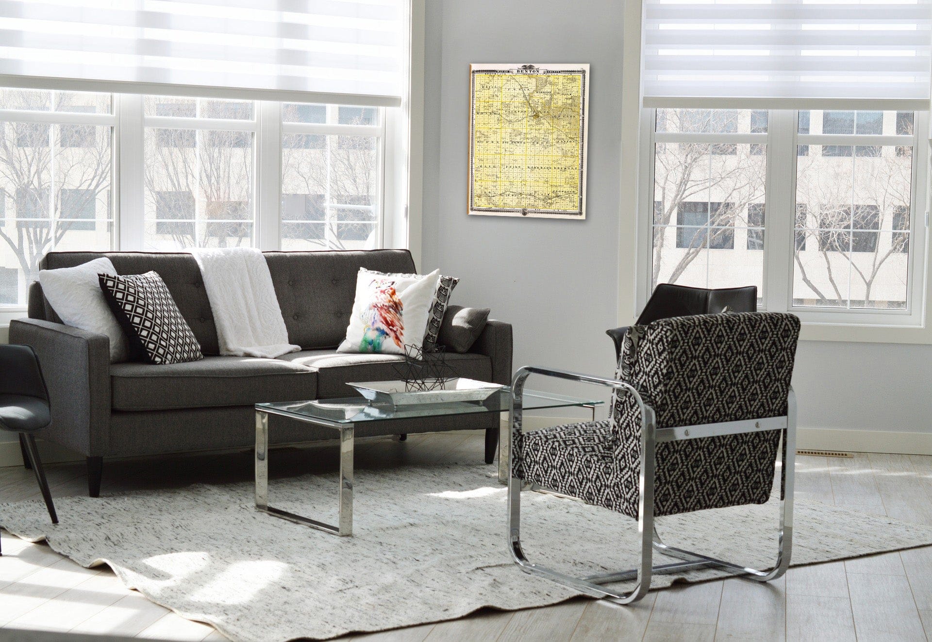 Historic Map : 1875 Map of Benton County, State of Iowa. - Vintage Wall Art