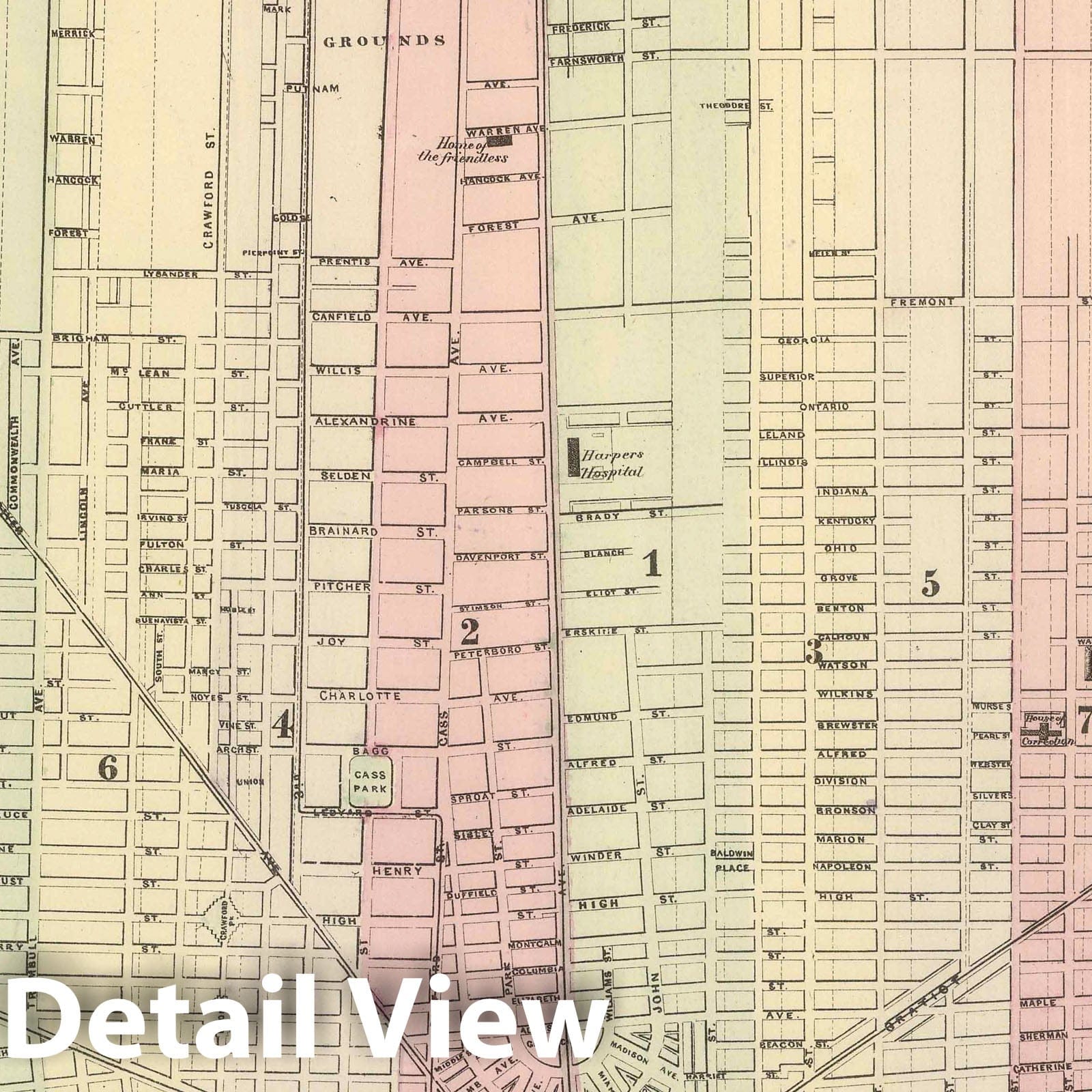 Historic Map : 1886 Detroit. v2 - Vintage Wall Art