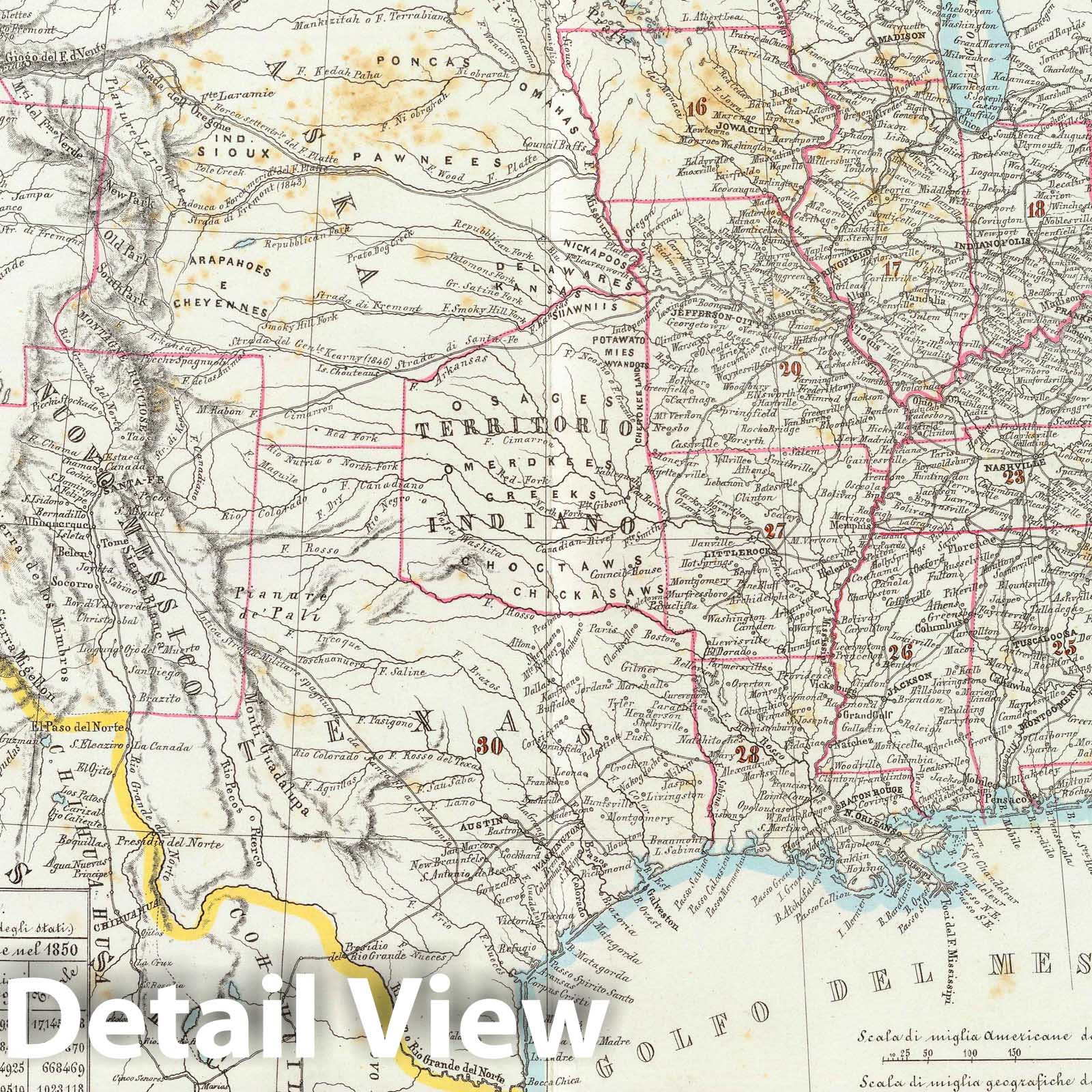 Historic Map : United States, 1854 Stati-Uniti dell'America Settentrionale. , Vintage Wall Art