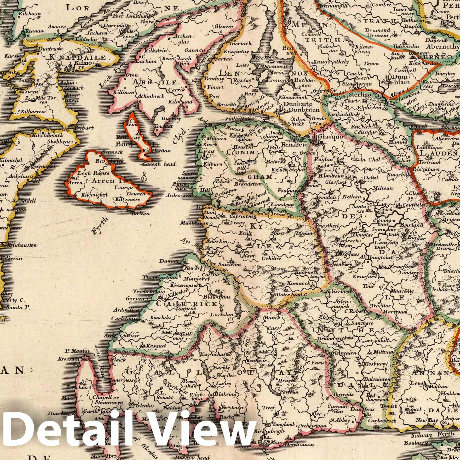 Historic Map : 1690 Scotland below the Tay. - Vintage Wall Art