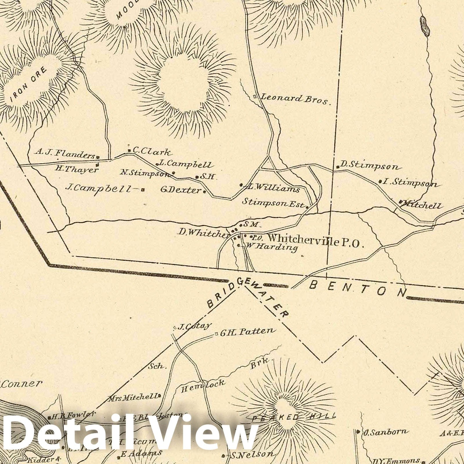 Historic Map : Easton (N.H. : Town), New Hampshire, 1892 Landaff, Easton, Bristol. , Vintage Wall Art