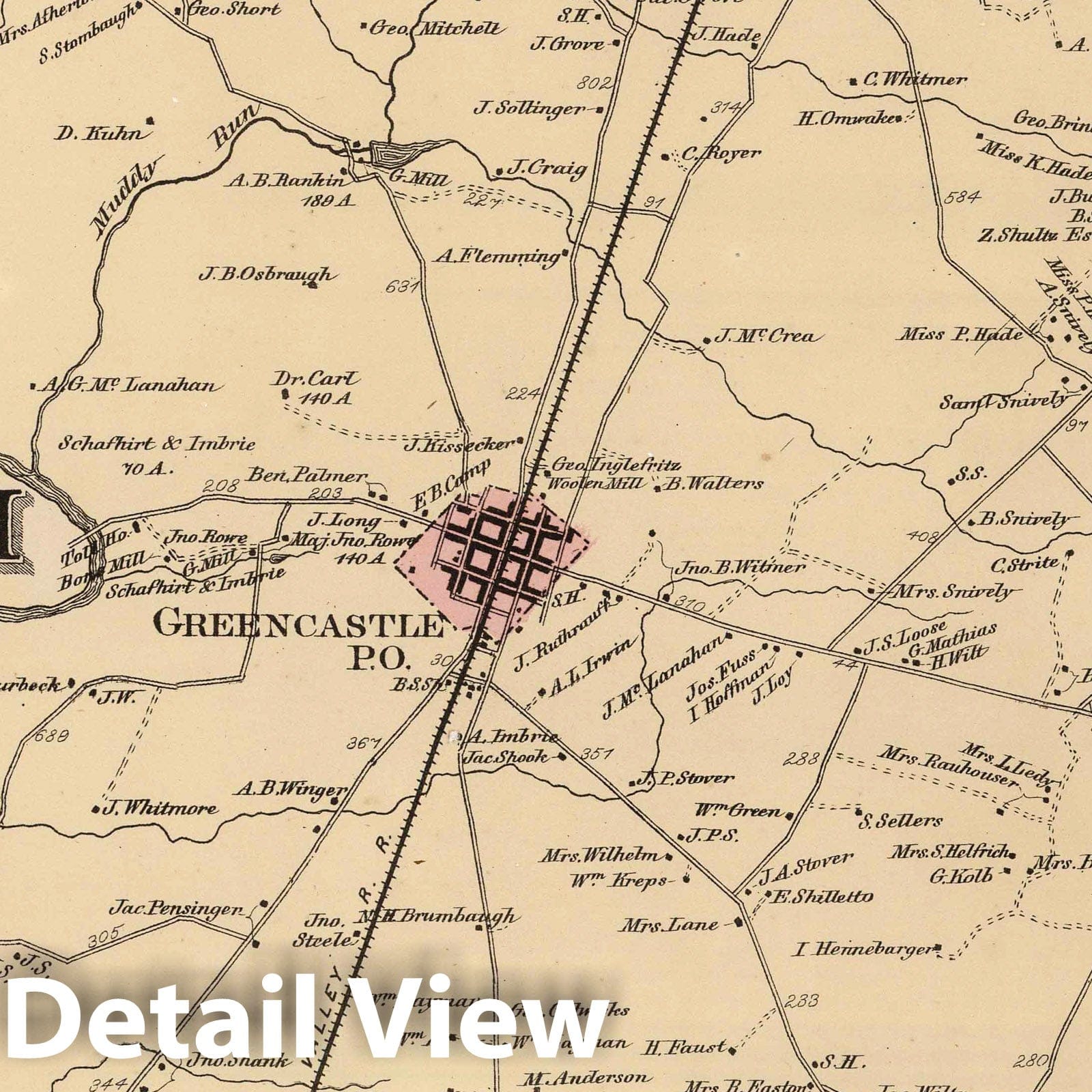 Historic Map : 1868 Antrim, Franklin County, Pennsylvania. - Vintage Wall Art