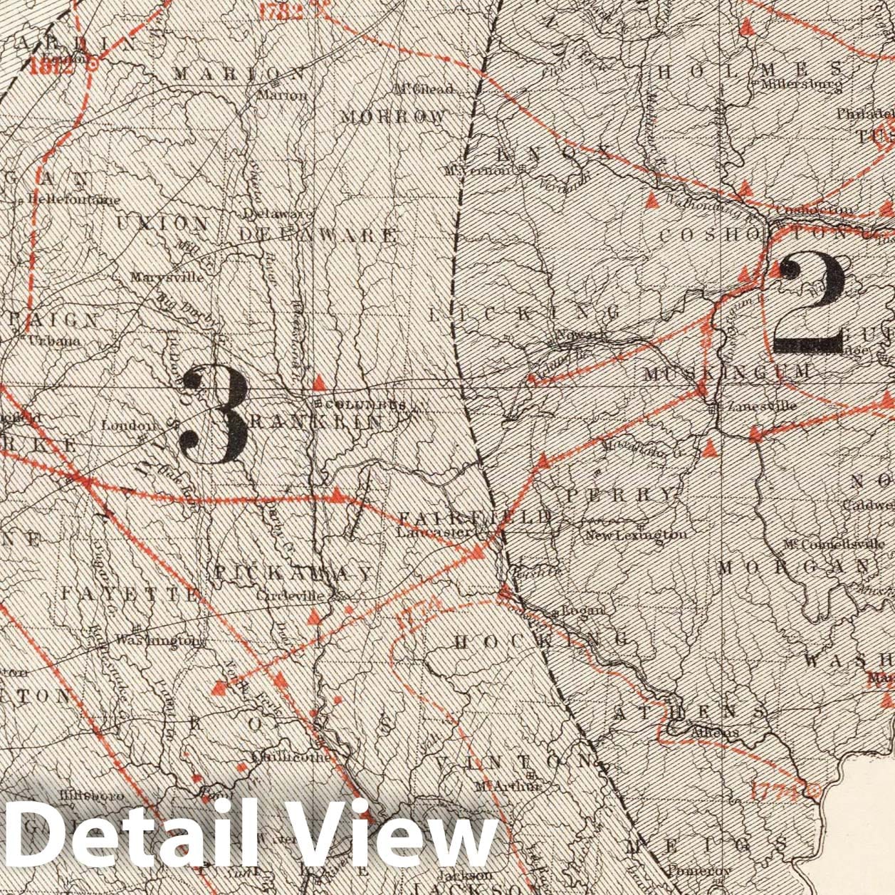 Historic Map - 1872 Historical map of the State of Ohio. - Vintage Wall Art