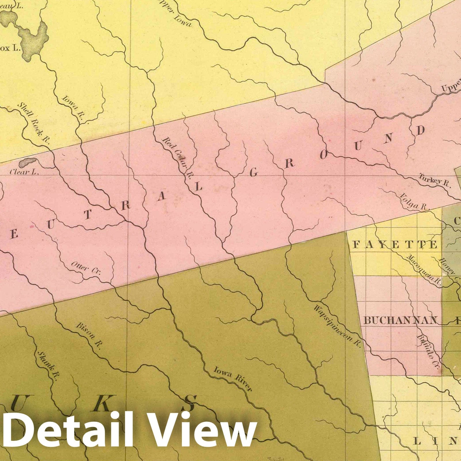 Historic Map : 1845 Iowa. v1 - Vintage Wall Art