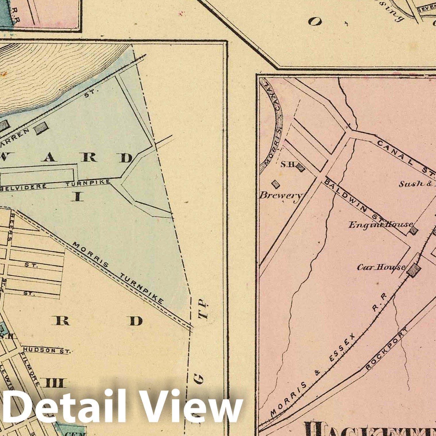 Historic Map : 1872 Phillipsburg, N.J. - Vintage Wall Art