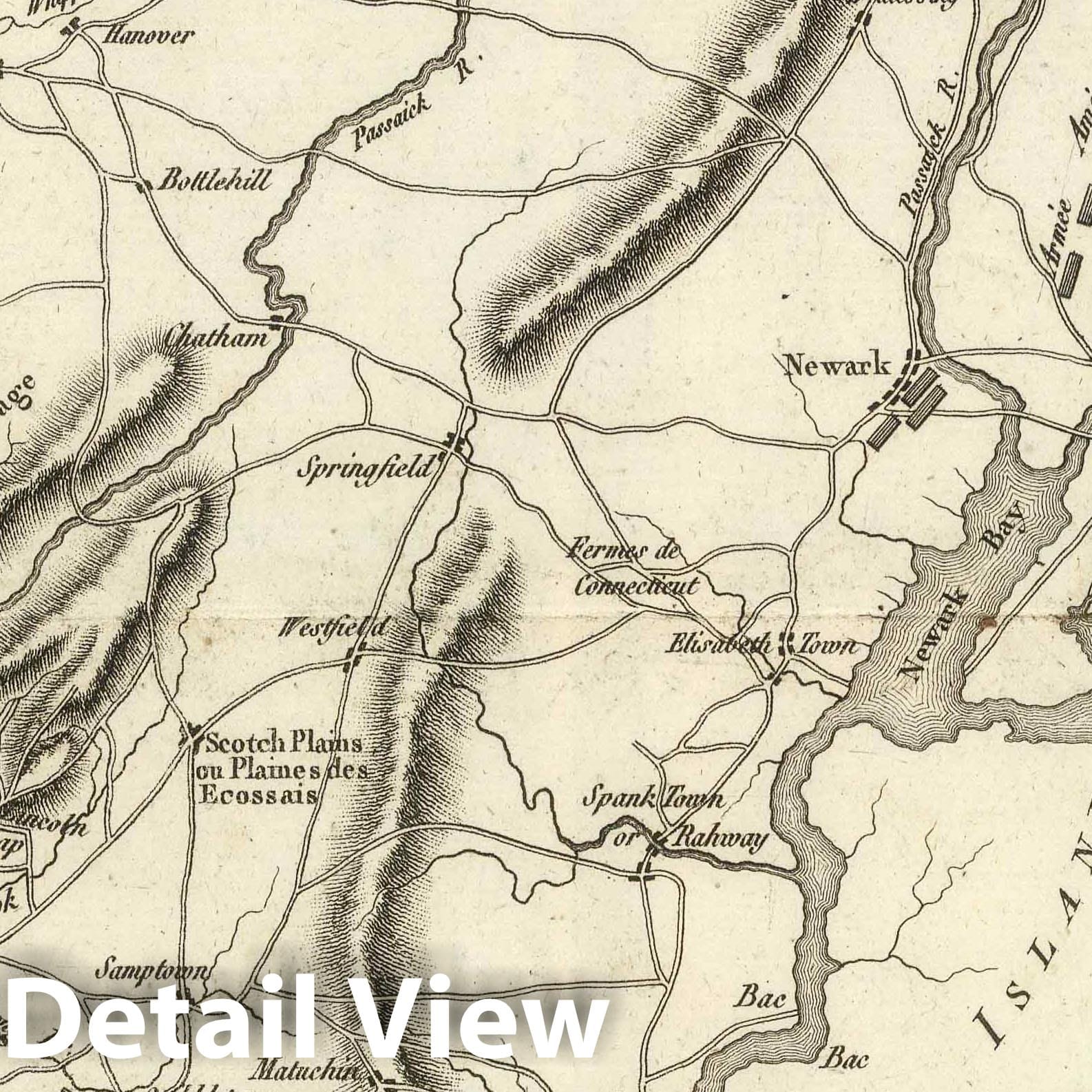 Historic Map : New Jersey, 1807 Septentrionale du New Jersey, et Positions des Armees Americaine et Britannique en 1776. , Vintage Wall Art