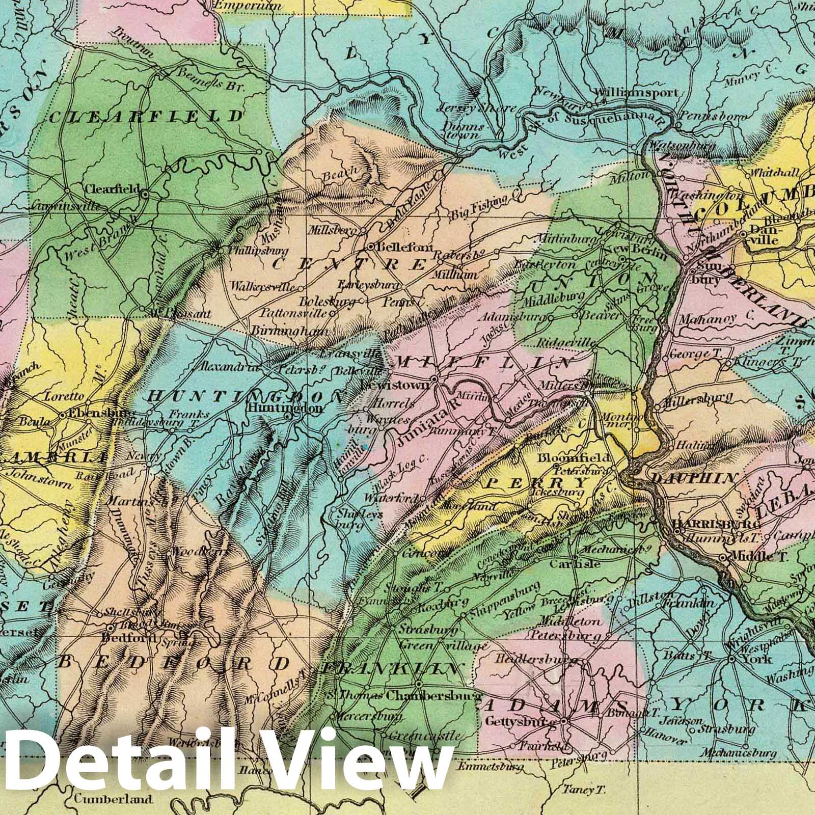 Historic Map : 1835 Pennsylvania. - Vintage Wall Art