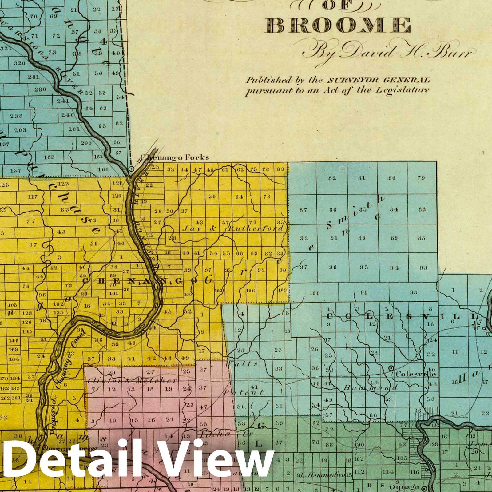 Historic Map : 1829 Broome County. - Vintage Wall Art