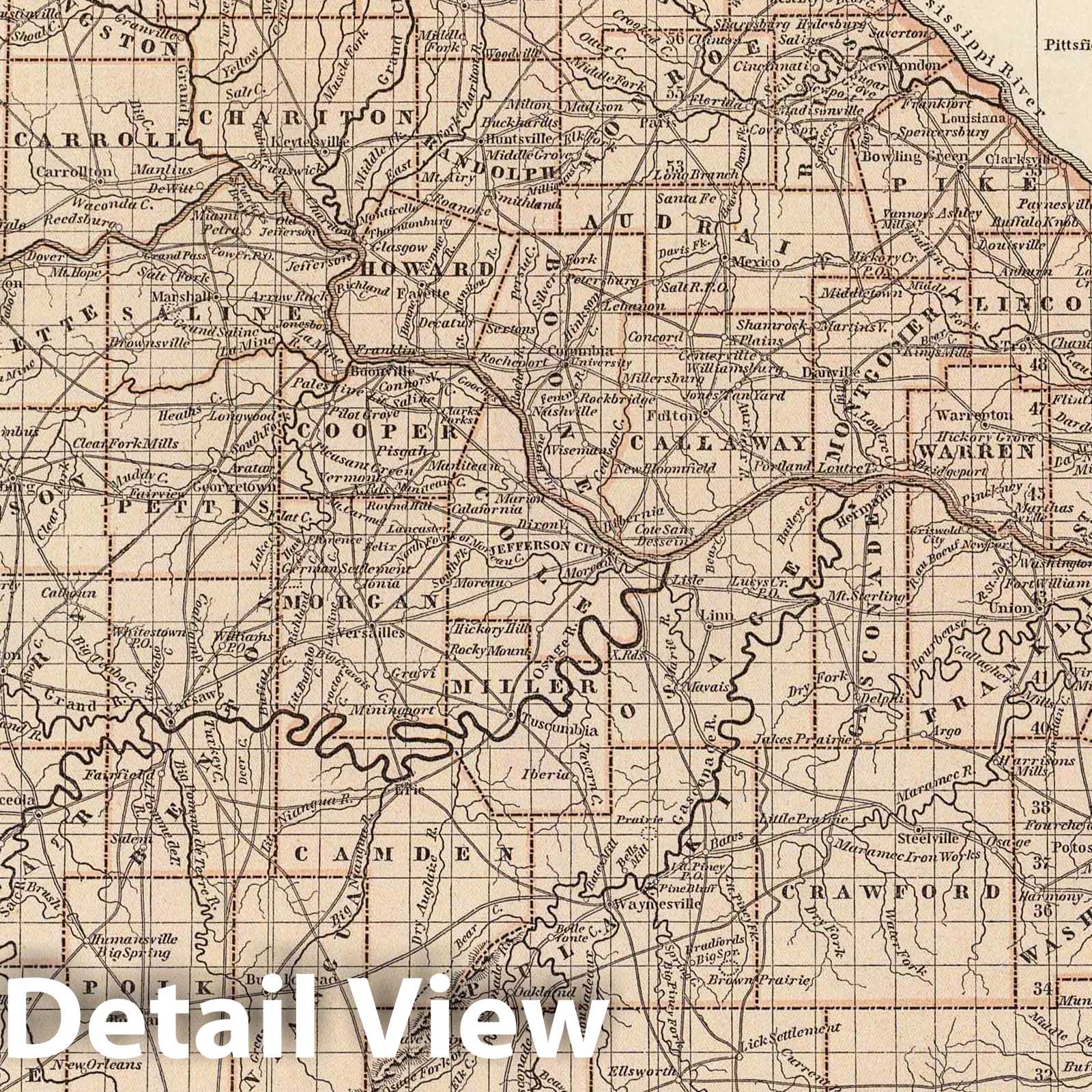Historic Map : National Atlas - 1845 Missouri. - Vintage Wall Art
