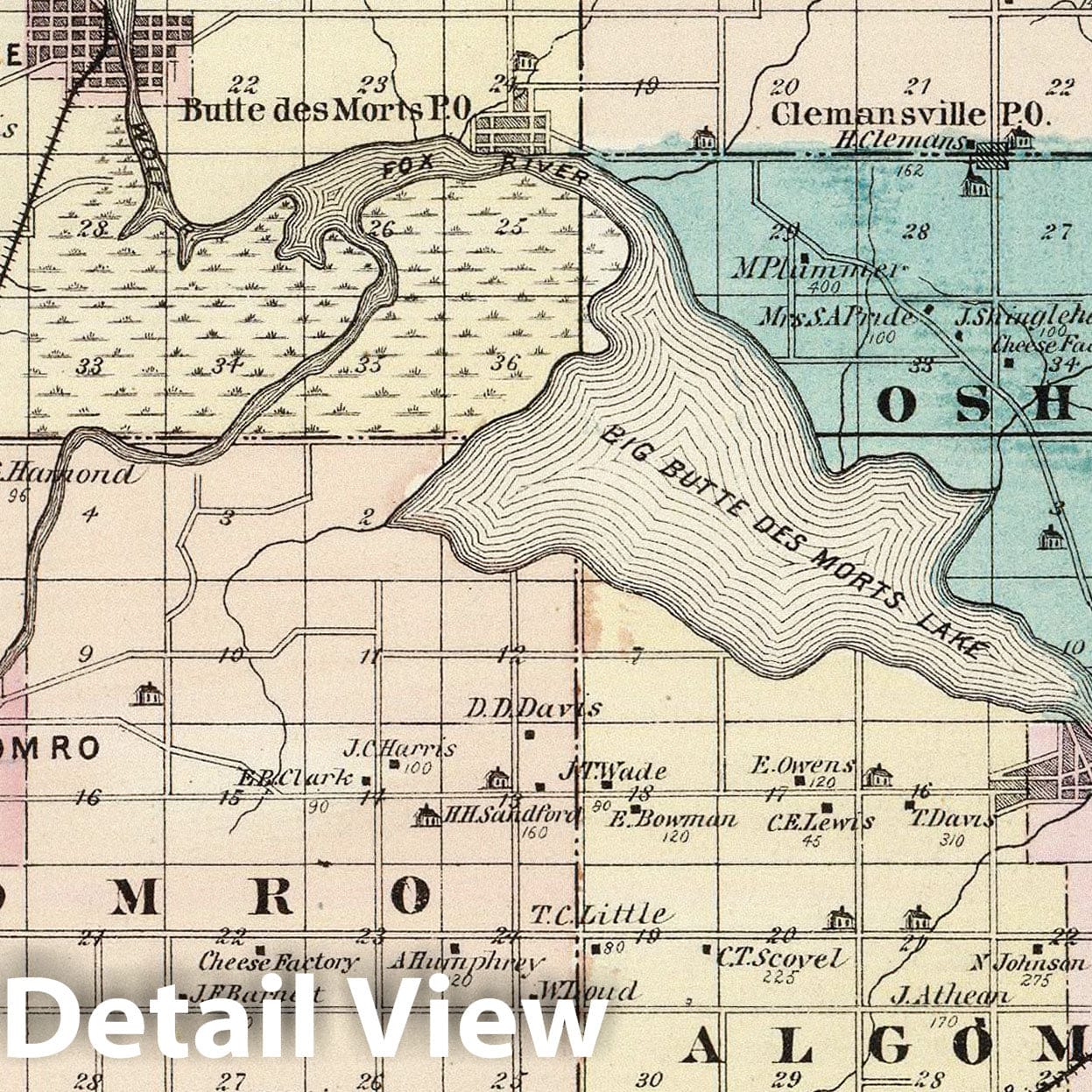 Historic Map - 1878 Map of Winnebago County, State of Wisconsin. - Vintage Wall Art