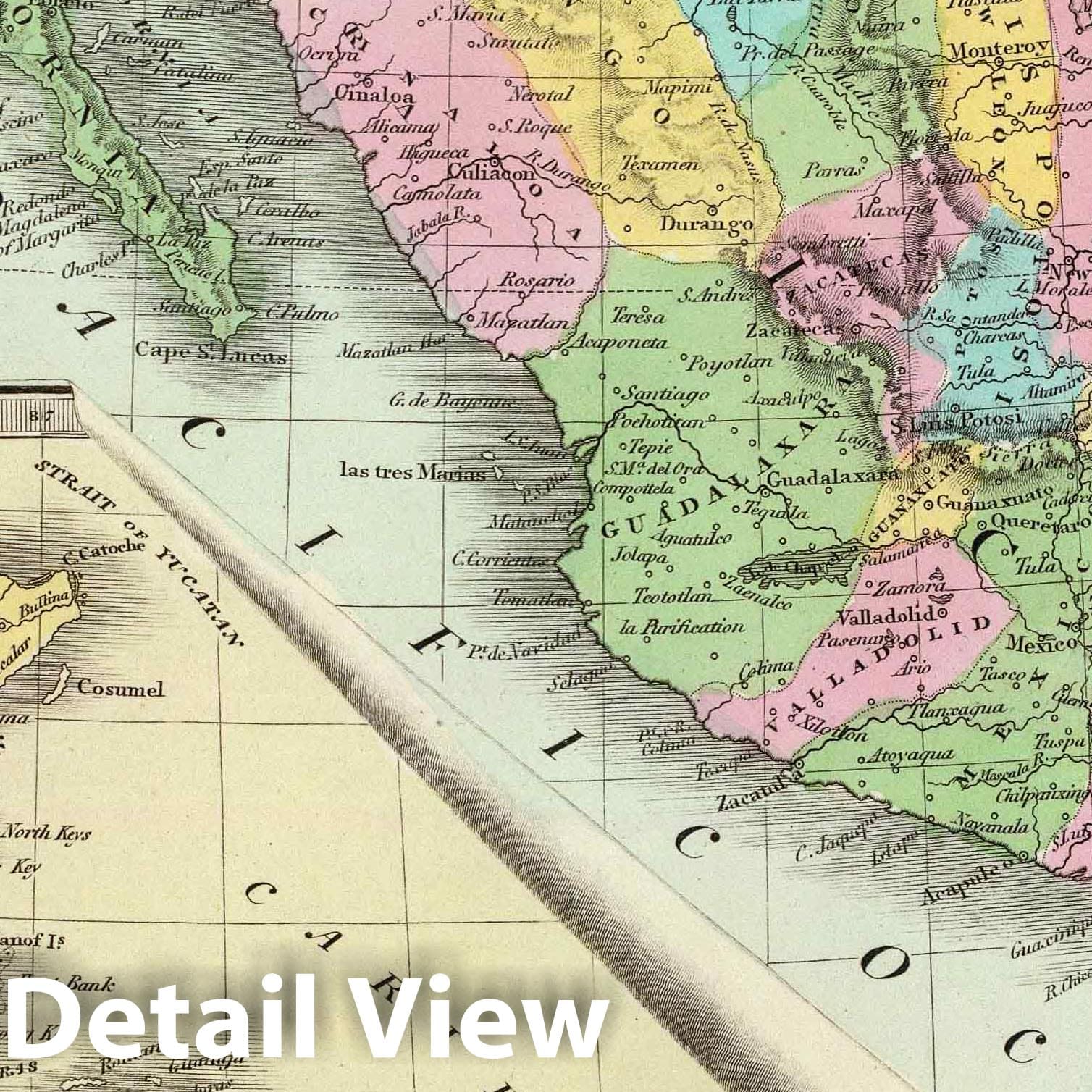 Historic Map : 1835 United States Of Mexico. - Vintage Wall Art