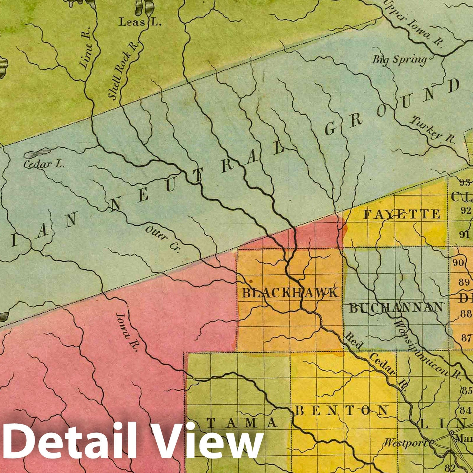 Historic Map : 1845 Iowa. v2 - Vintage Wall Art