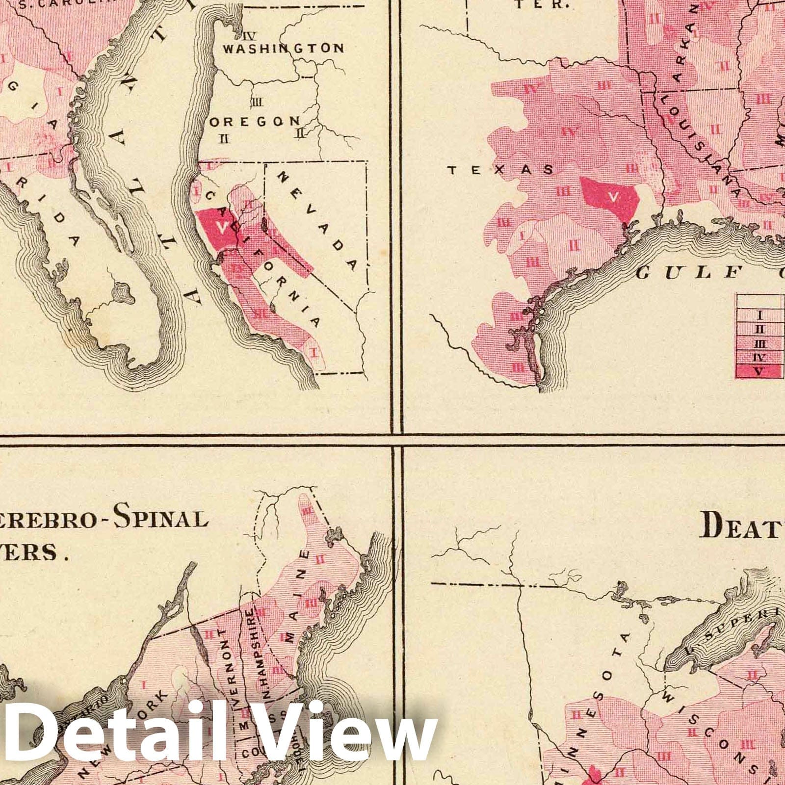 Historic Map : United States vitality maps. Compiled from the Census of 1870. - Vintage Wall Art