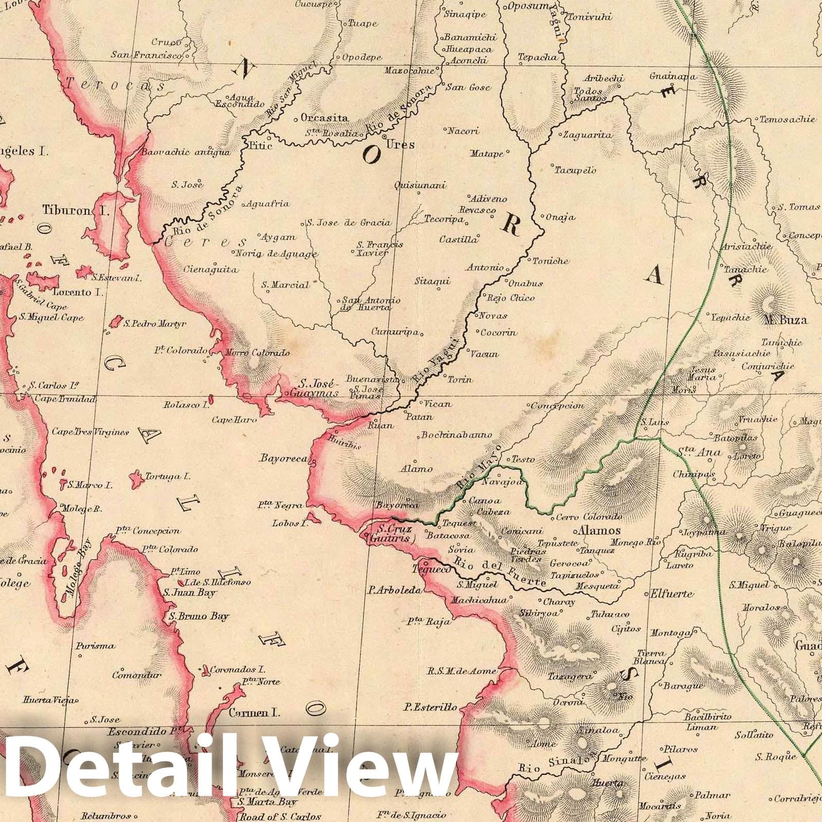 Historic Map : National Atlas - 1857 Mexico, North-western States. - Vintage Wall Art