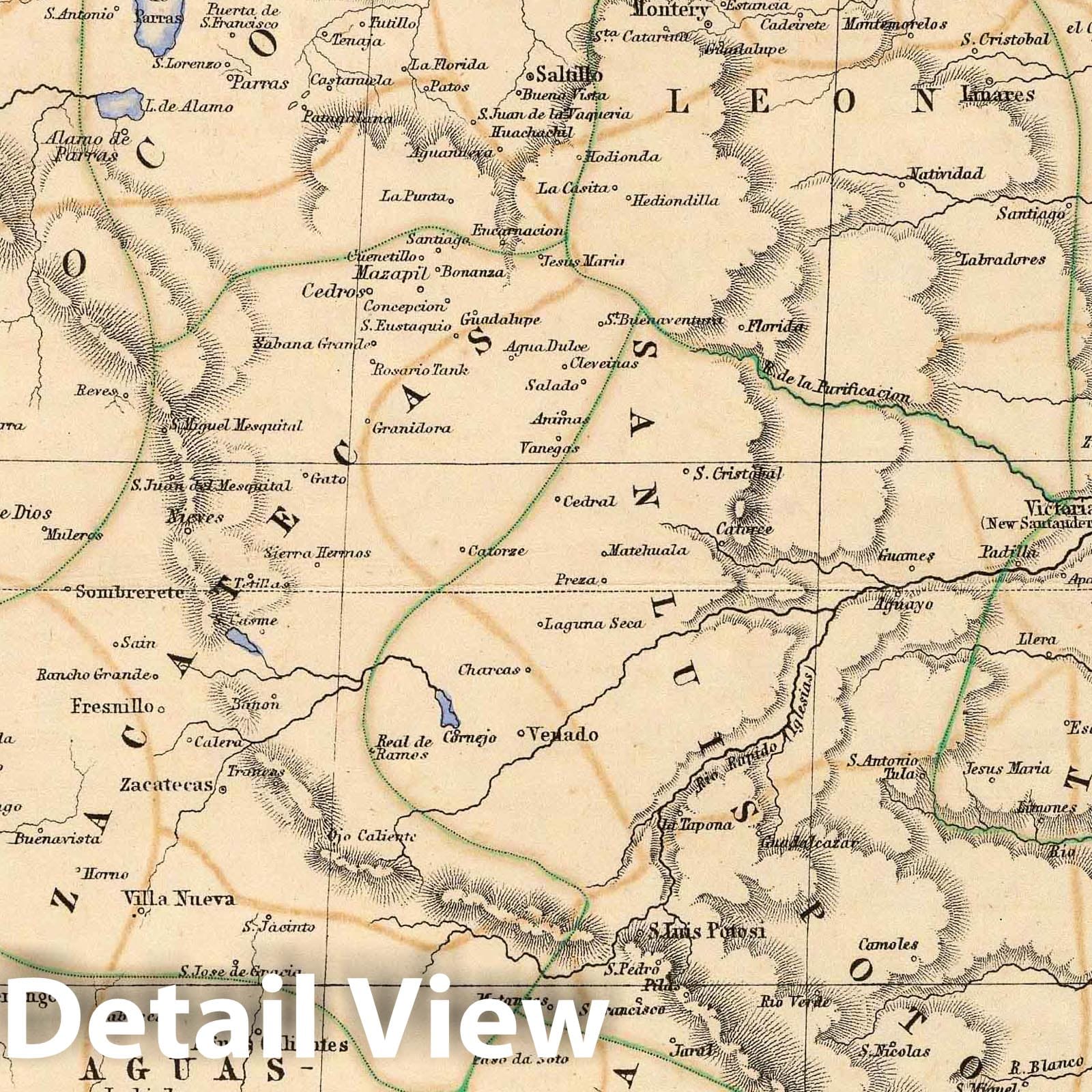 Historic Map : National Atlas - 1857 Mexico. North-eastern & Central States. - Vintage Wall Art