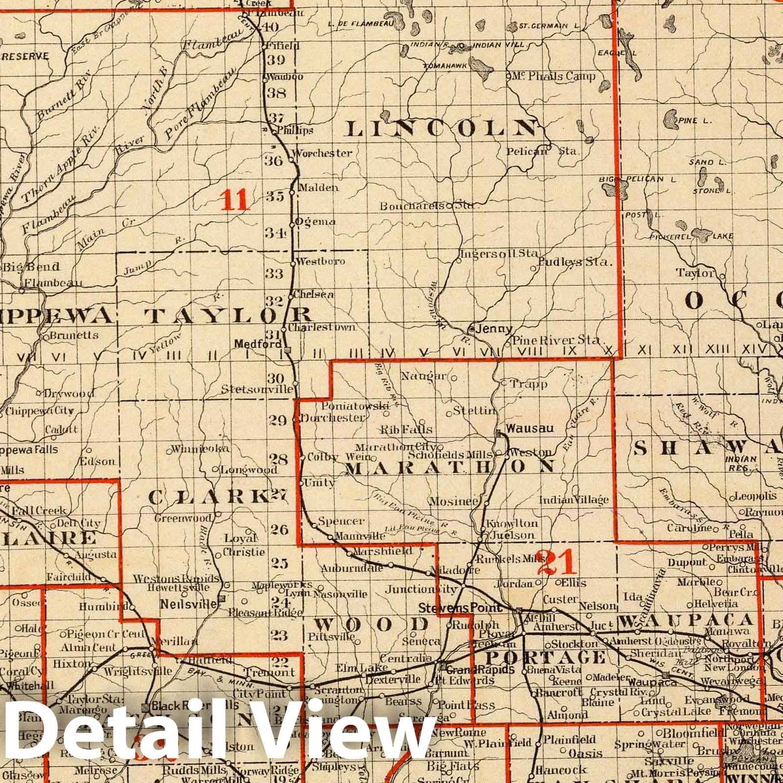 Historic Map : 1878 Map of Wisconsin showing senatorial districts. - Vintage Wall Art