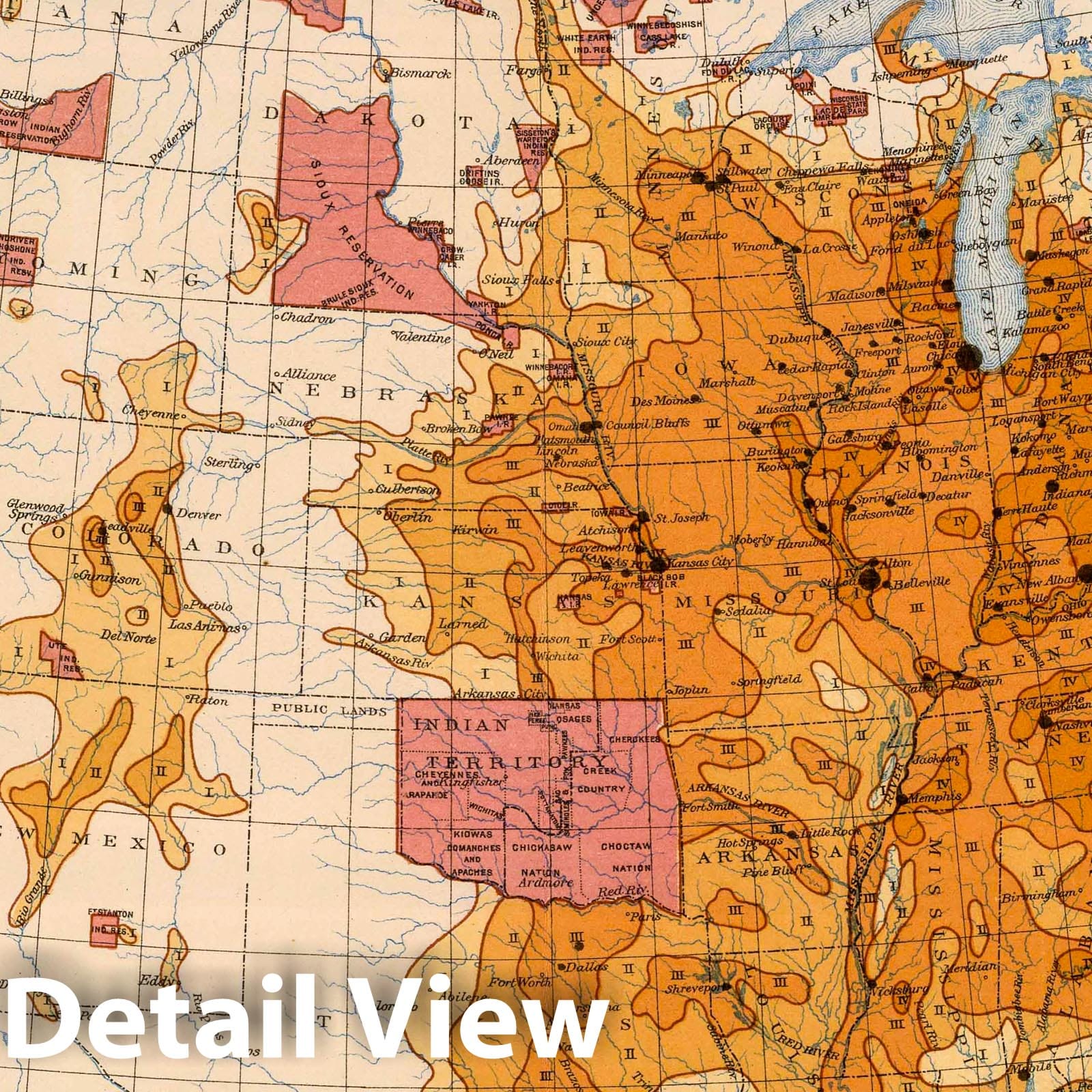 Historic Map : Statistical Atlas - 1903 11. Population 1880. - Vintage Wall Art