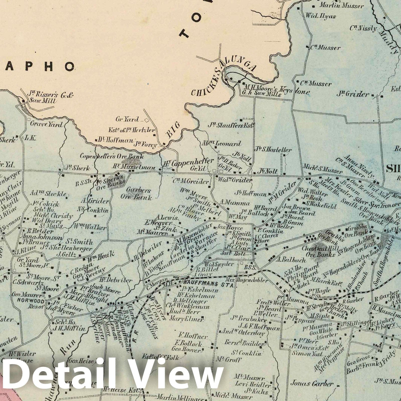 Historic Wall Map : 1864 West Hempfield Township, Lancaster, Pennsylvania. - Vintage Wall Art