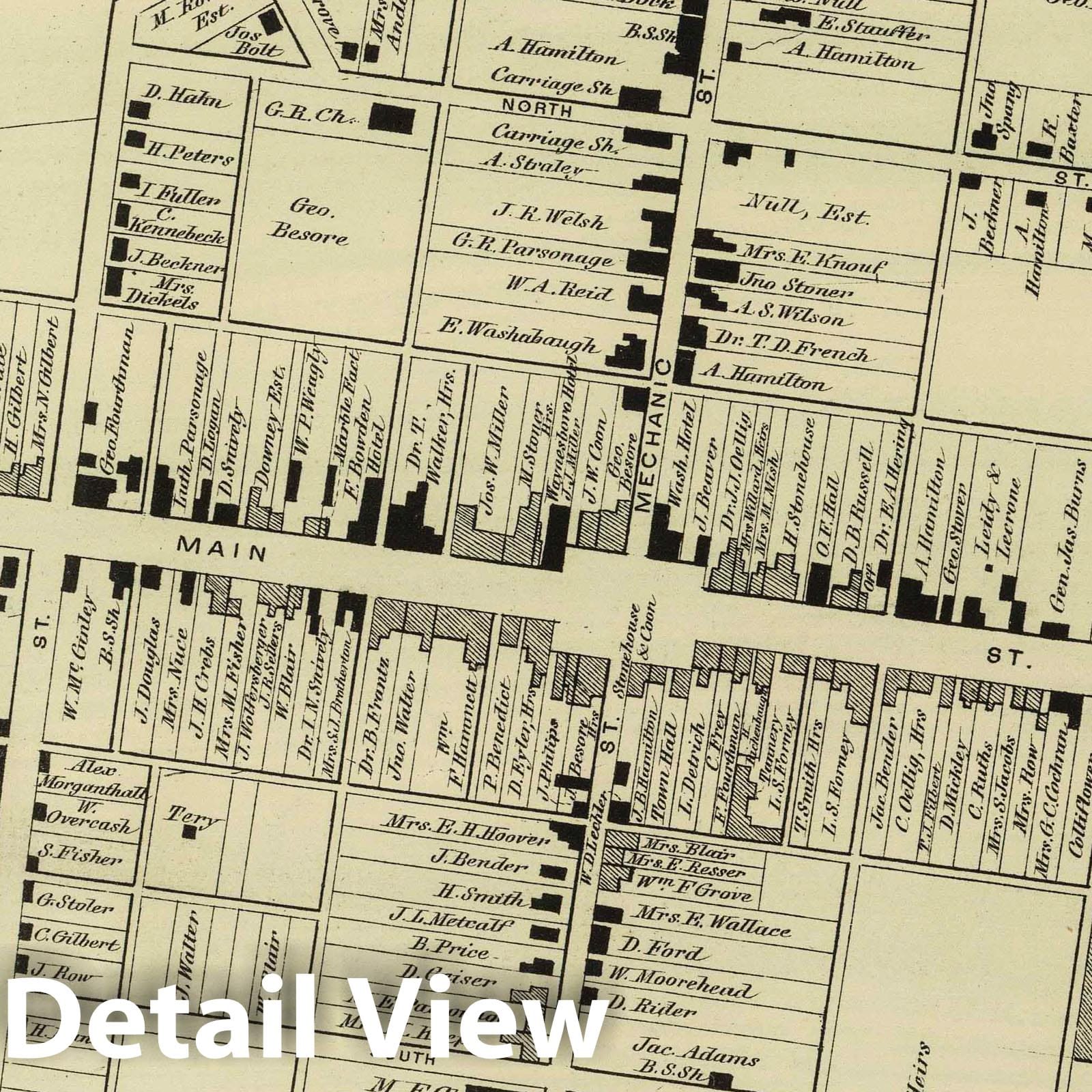 Historic Map : 1868 Waynesboro, Franklin County, Pennsylvania. - Vintage Wall Art