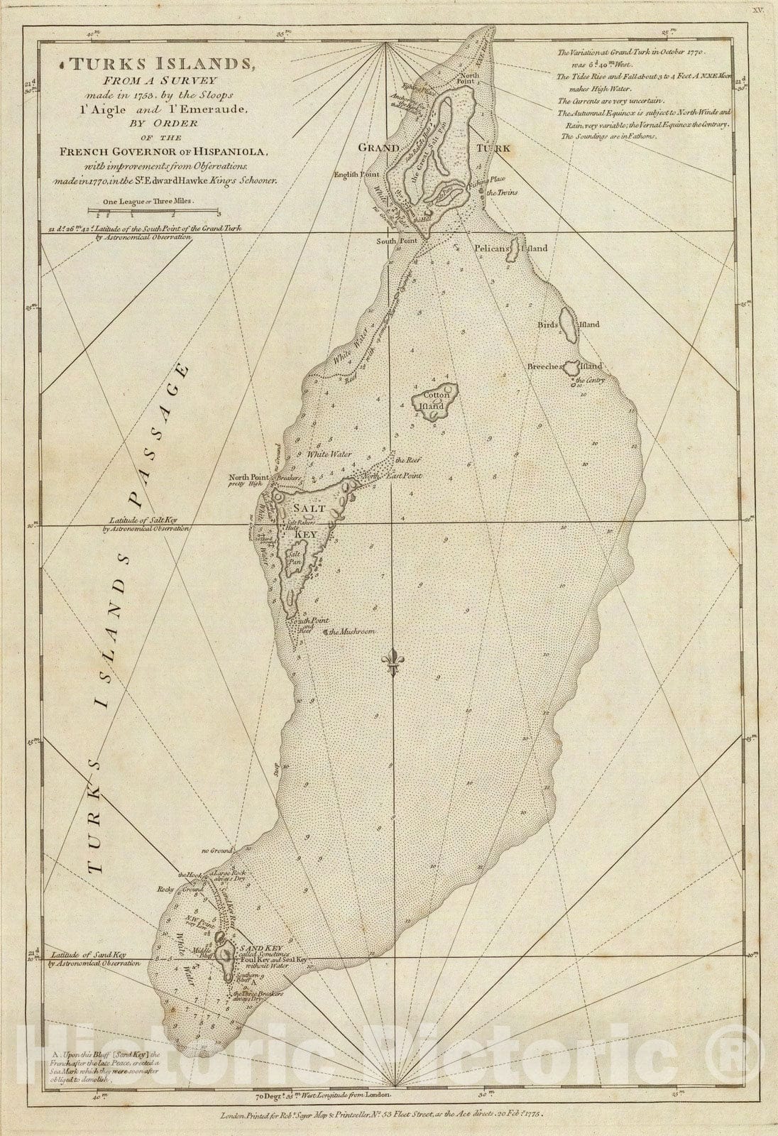 Historic Map : 1775 Turks Islands. - Vintage Wall Art