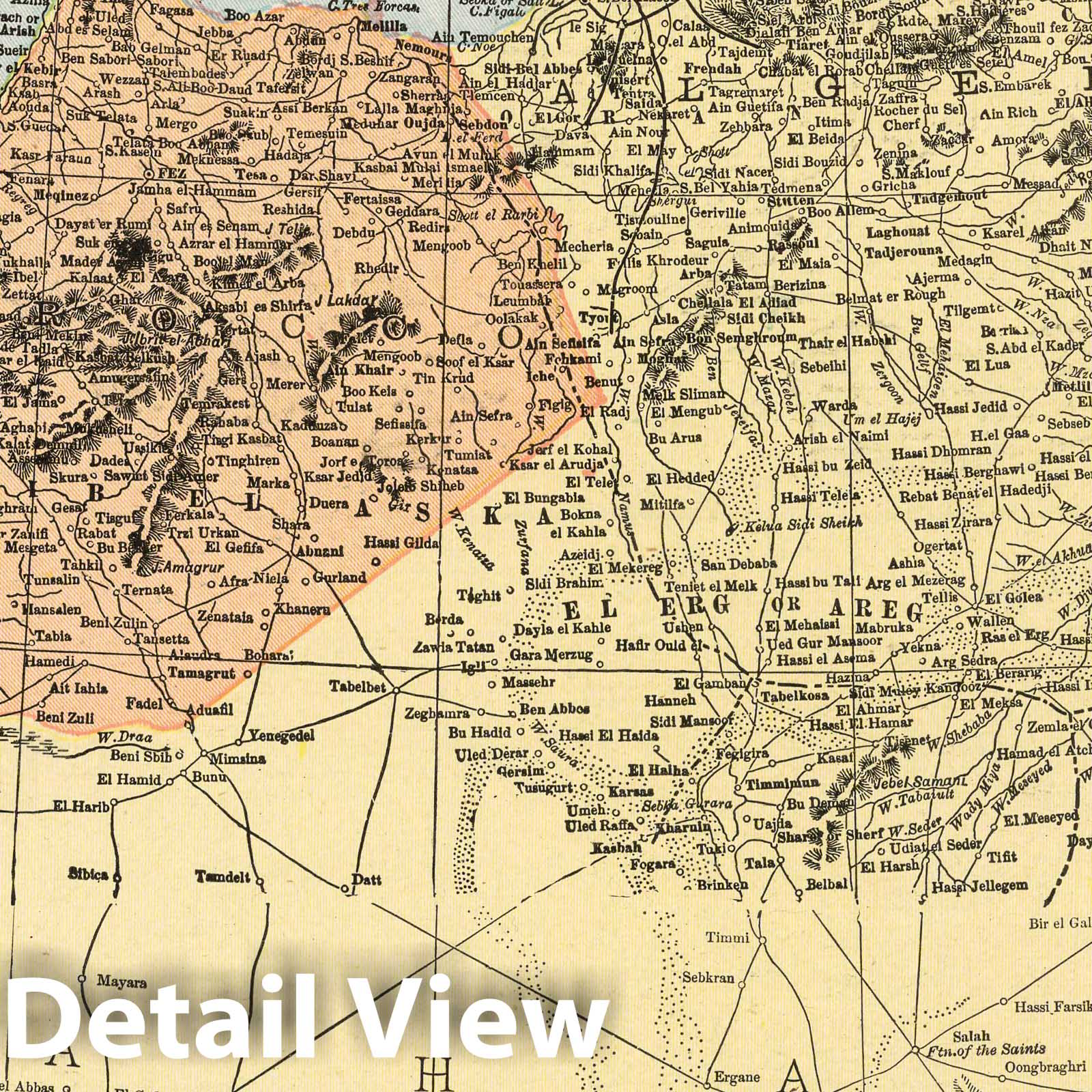 Historic Map : 1901 Northwest Africa, Morocco, Algeria, and Tunis. Barbary States - Vintage Wall Art