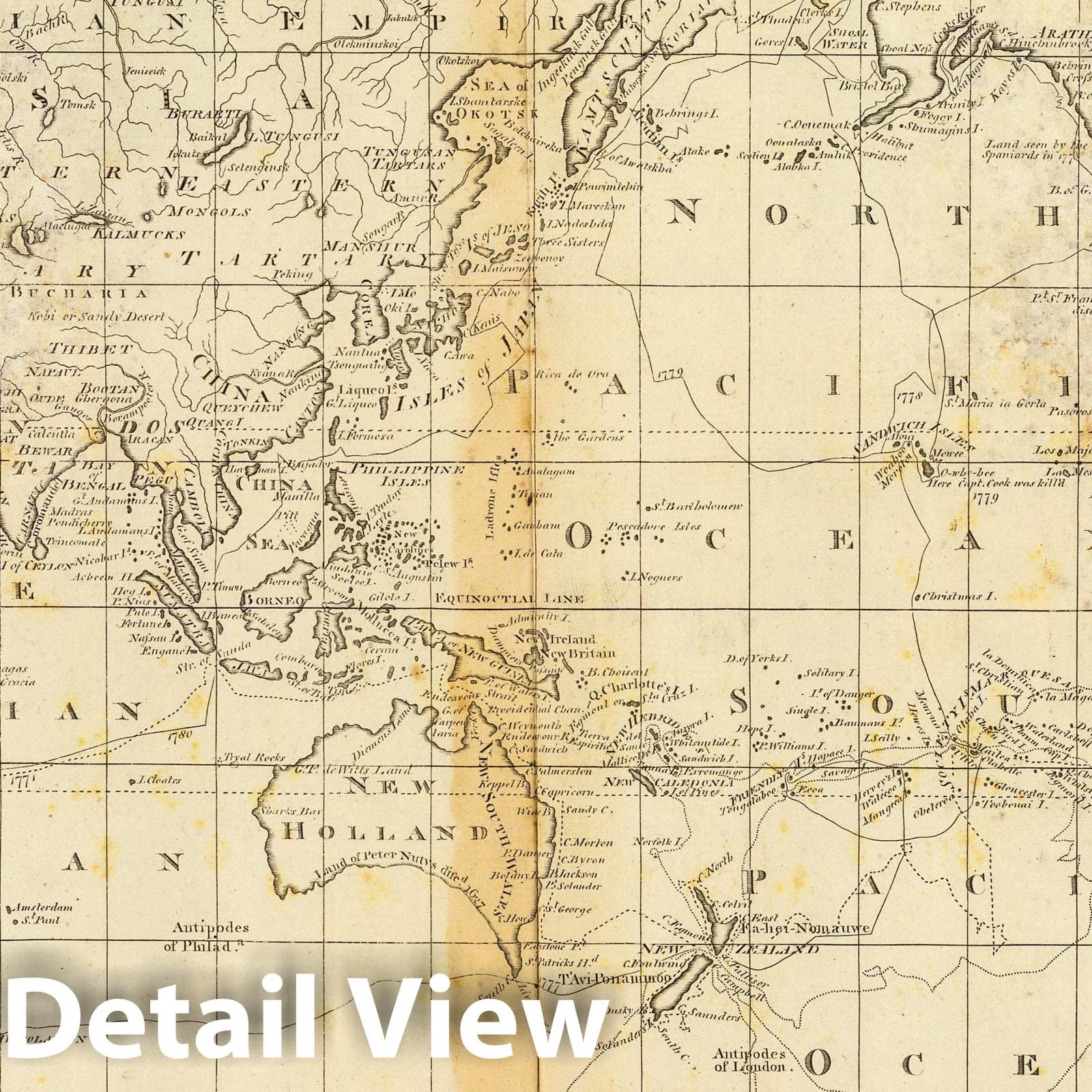 Historic Map : 1796 A Chart of the World According to Mercators Projection. - Vintage Wall Art