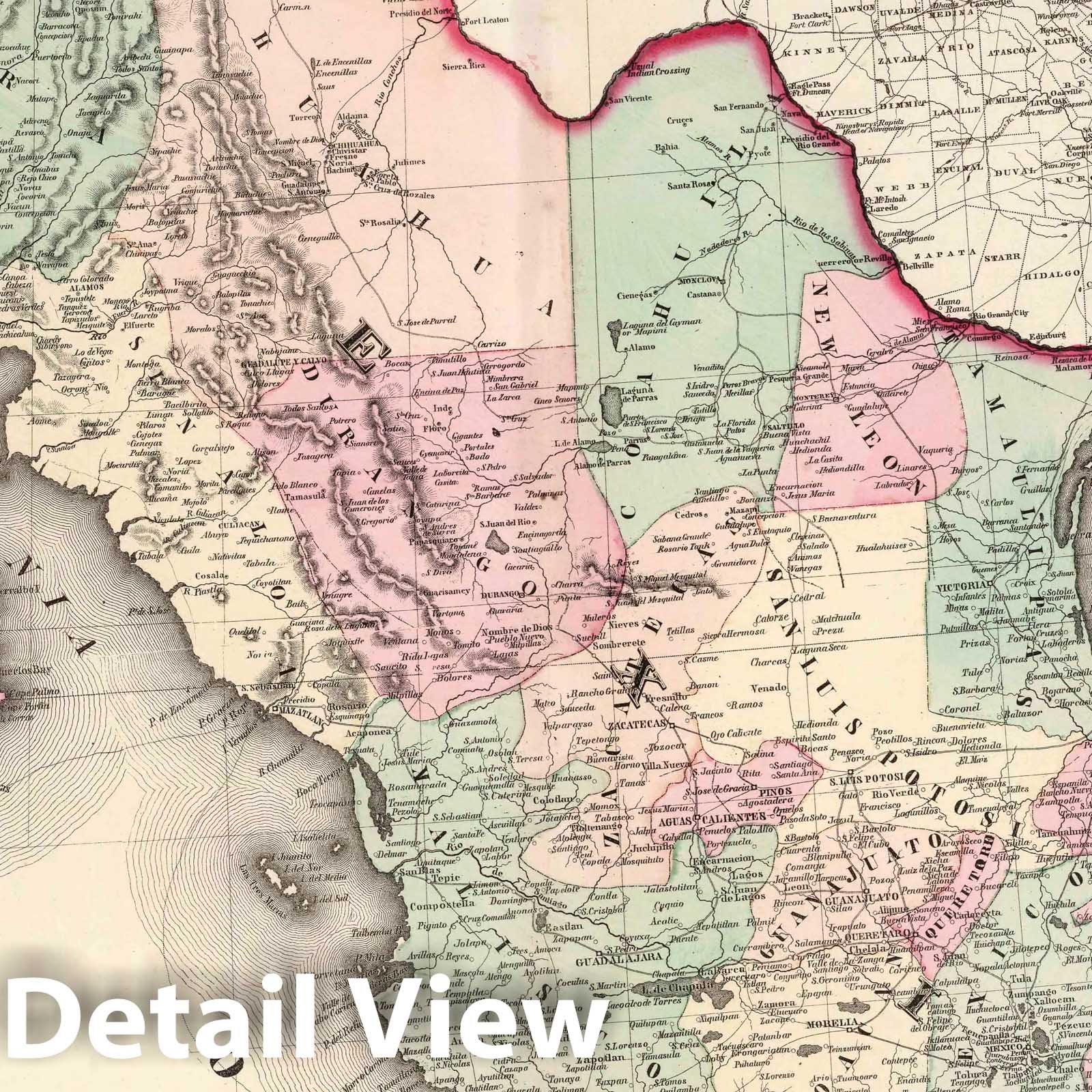 Historic Wall Map : 1874 Mexico. v1 - Vintage Wall Art